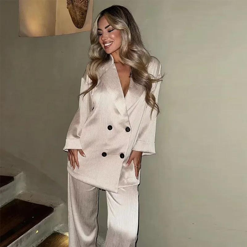 Женский тонкий повседневный пиджак, модный мятый пиджак с длинными рукавами и отложным воротником, свободный, для поездок на работу, осень, новая мода