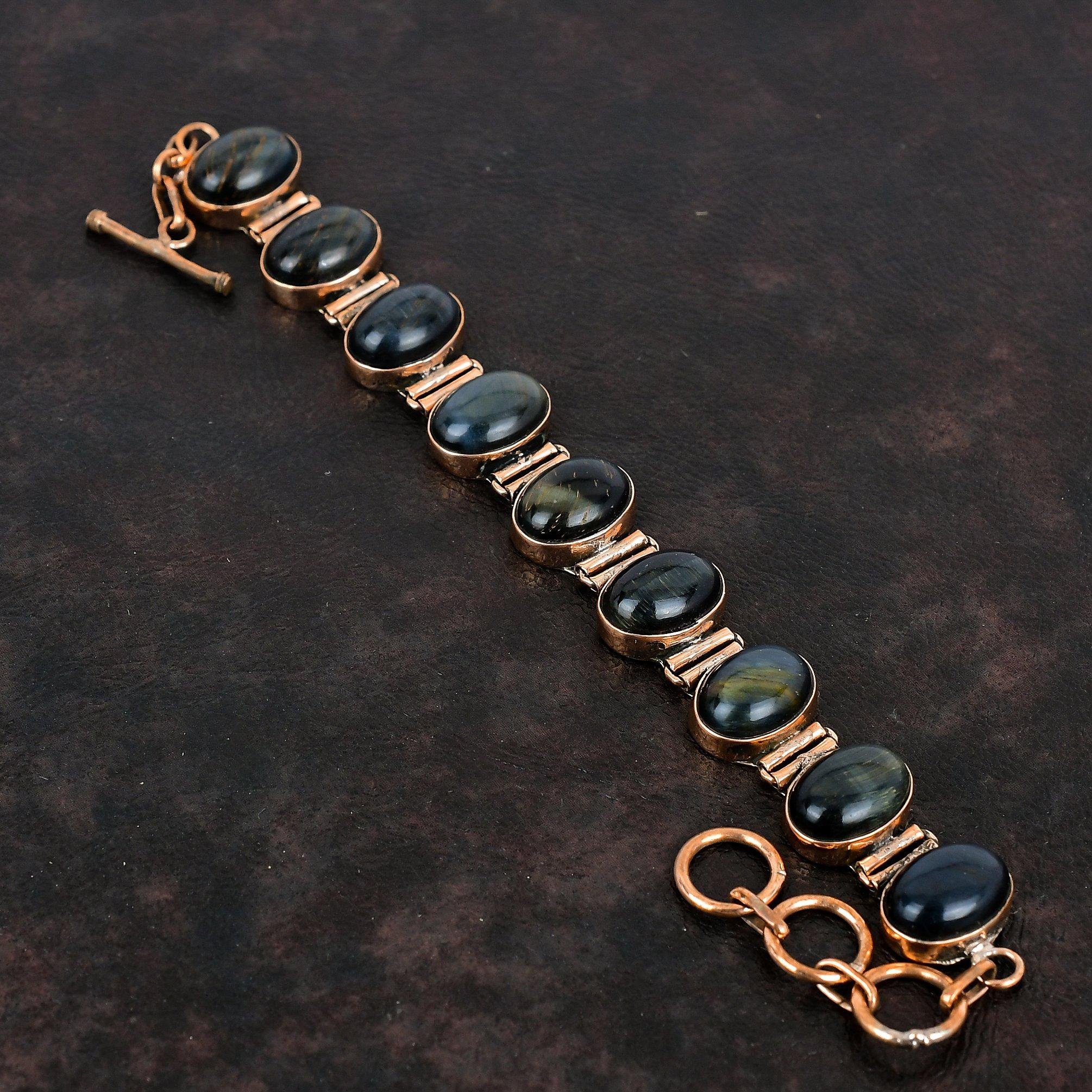 Питерсит Браслет Медный Браслет Регулируемый Цепочный Браслет Уникальный Медный Дизайн Ювелирные Изделия Ручной Работы Браслет из Натурального Драгоценного Камня Подарки на Юбилей