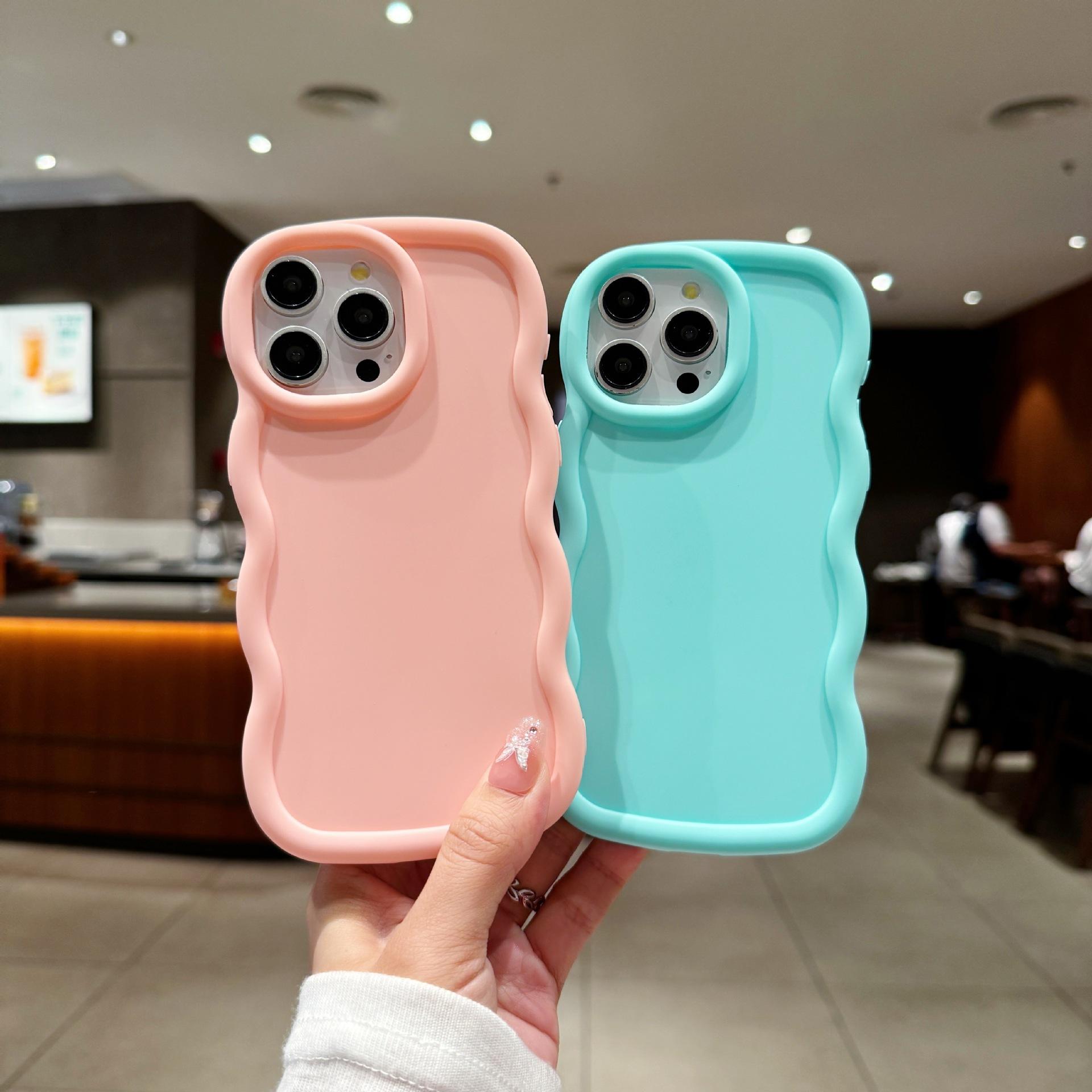 Big Wave Edge Soft Silicone Material Macaron Phone Case Shockproof Protective Rubber Casing for iPhone Samsung Huawei Honor Xiaomi Redmi OnePlus Moto