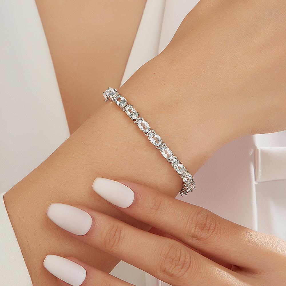 Потрясающий дизайнерский серебряный браслет для женщин и девочек, натуральный небесно-голубой топаз, камень ноября, роскошные ювелирные изделия, подарок на день рождения