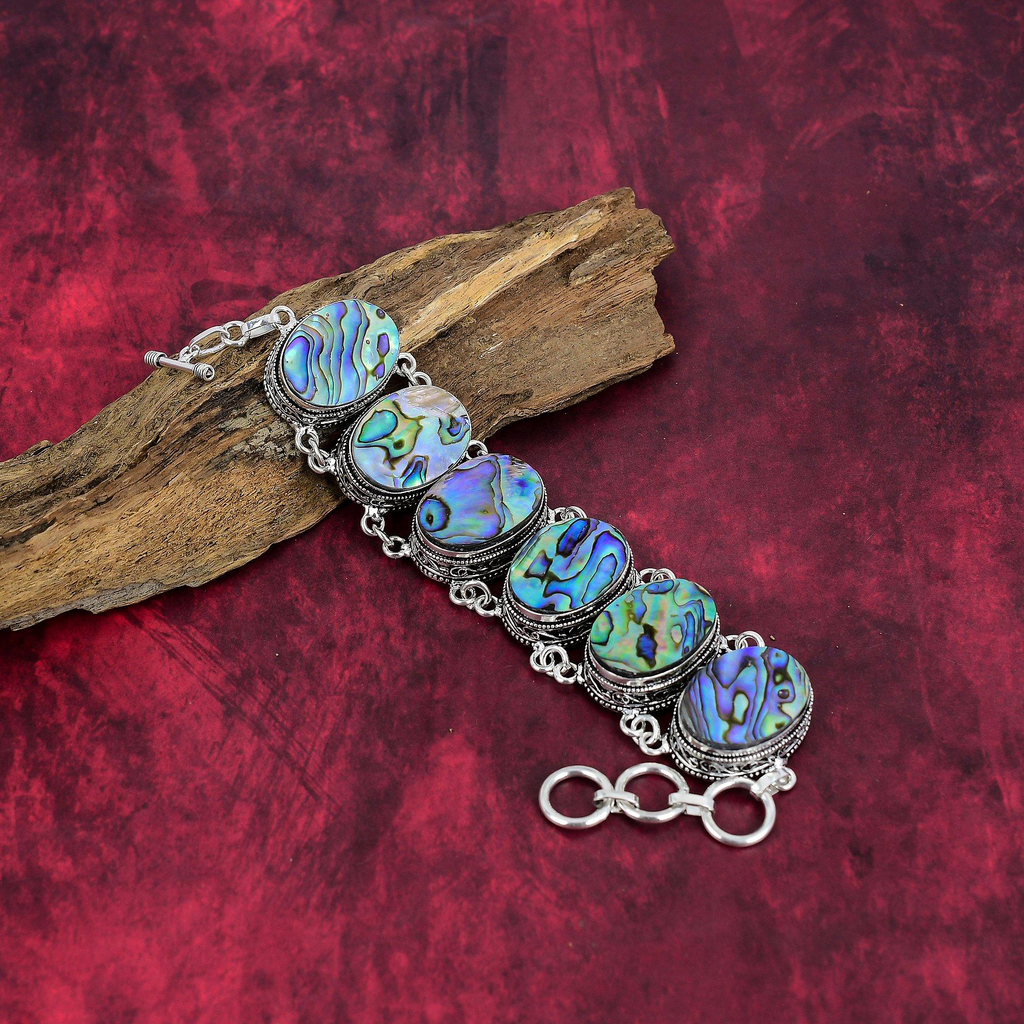 Браслет из ракушки абалон 925 пробы, регулируемый браслет-цепочка, подарок для женщин, браслет ручной работы с драгоценными камнями