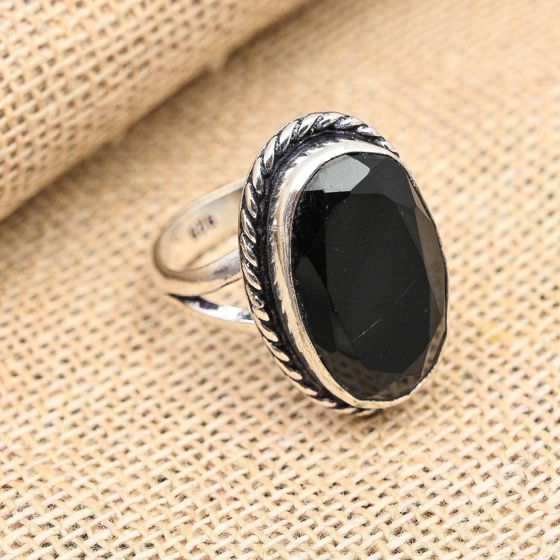 Ювелирные изделия из твердого серебра 925 пробы с черной шпинелью и драгоценным камнем ручной работы