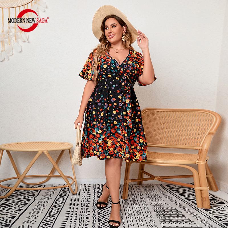 Женское платье, летние женские длинные платья с коротким рукавом, повседневные платья в богемном стиле с v-образным вырезом и большими размерами