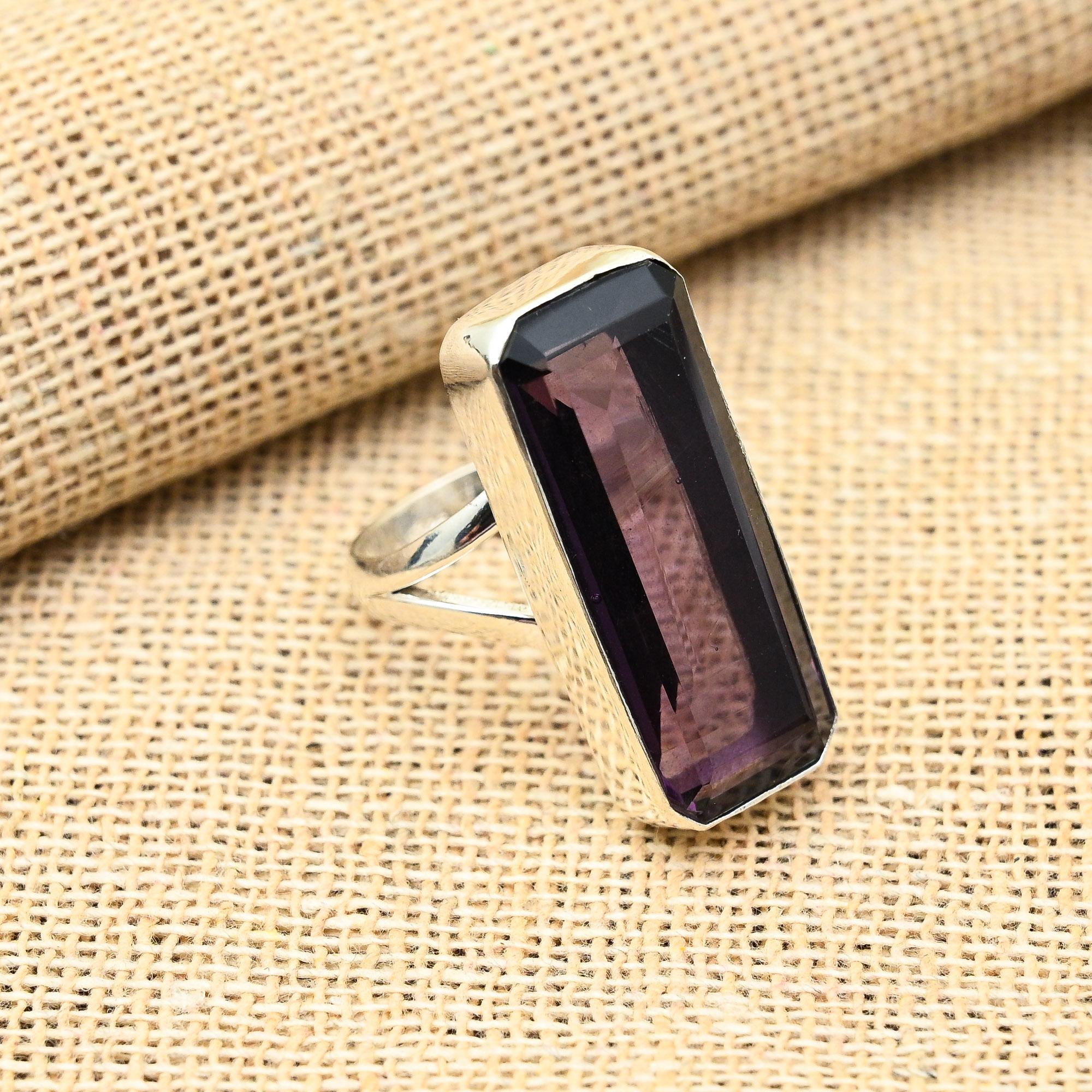 Amethyst Gemstone Handmade 925 Solid Sterling Silver Jewelry Pretty Ring For Wedding Gift
