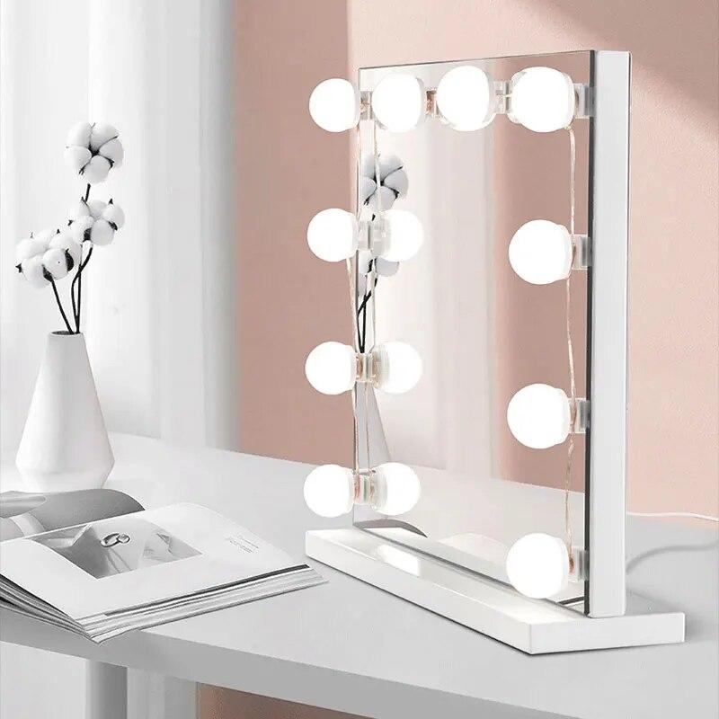 Hollywood Makeup Vanity Mirror Light Stick On Professional Adjustable 3 Colors LED USB Bulbs String Stepless Dimmable Lamp