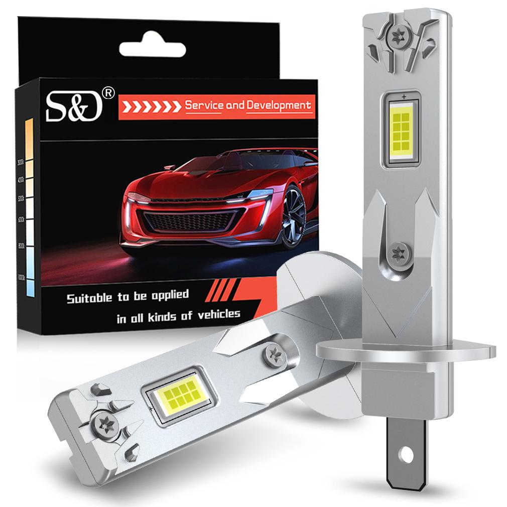 2 шт. 22000 лм H1 H3 Светодиодные лампы для фар Мини Canbus H1 Светодиодная лампа 40 Вт CSP для автомобильной фары Безвентиляторный Дневной ходовой свет Автоматический диод Противотуманные фары 12 В 6500K Белый