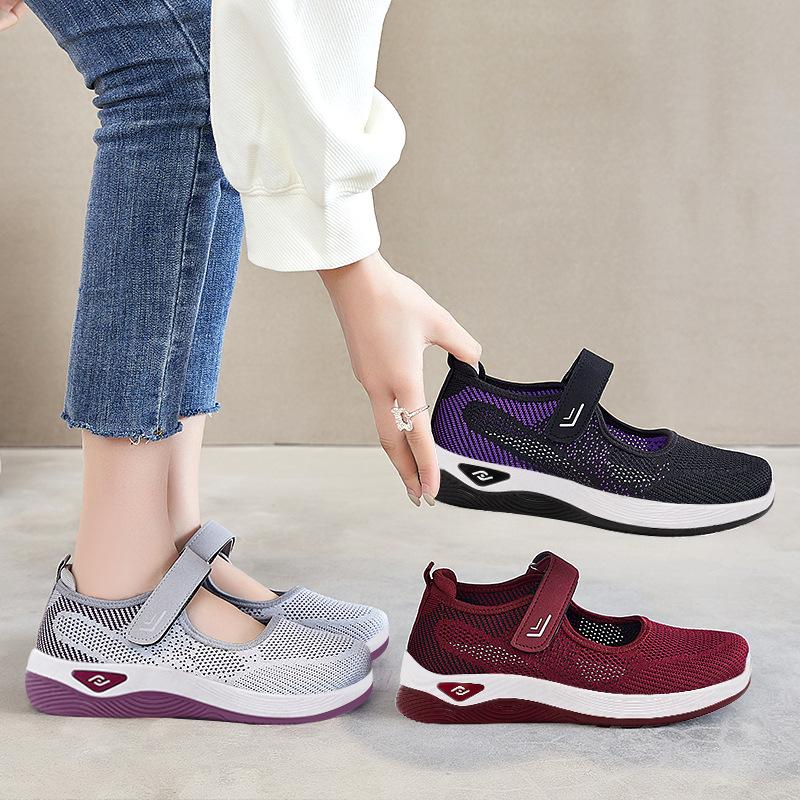 Summer New Women's Shoes, Breathable Walking Shoes, Velcro Casual Shoes