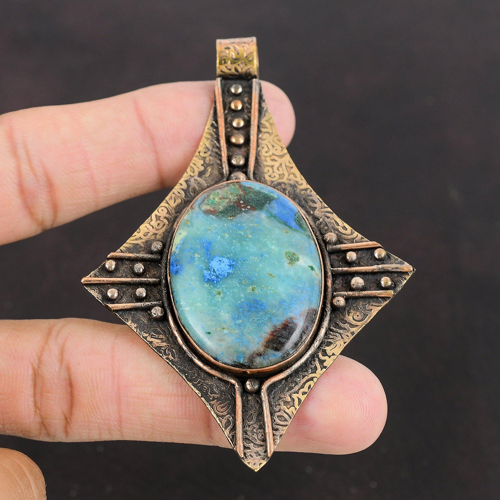 Кулон из шаттукита Медный кулон Этнический кулон Ювелирные изделия из шаттукита Кулон ручной работы Оригинальный кулон с драгоценным камнем Подарок для нее Медные украшения