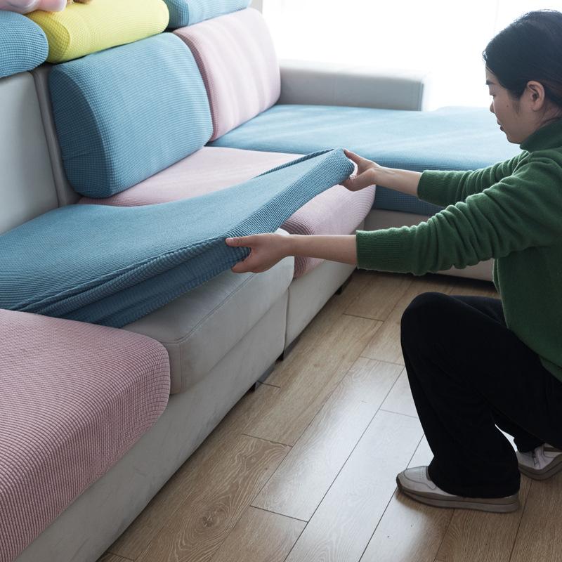 Sofa Cushion Cover Elastic Home Decoration Solid Color Protector Sofa Cover Personality Matching Washable Couch Cover Slipcover