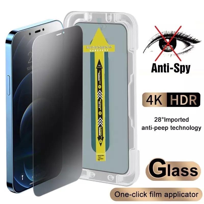 Anti-Spy Tempered Glass For iPhone 11 13 15 16 Case for iPhone 12 13 14 15 16 Pro Max XR 7 8 Plus XS Max SE Screen Protector One-click Install Films