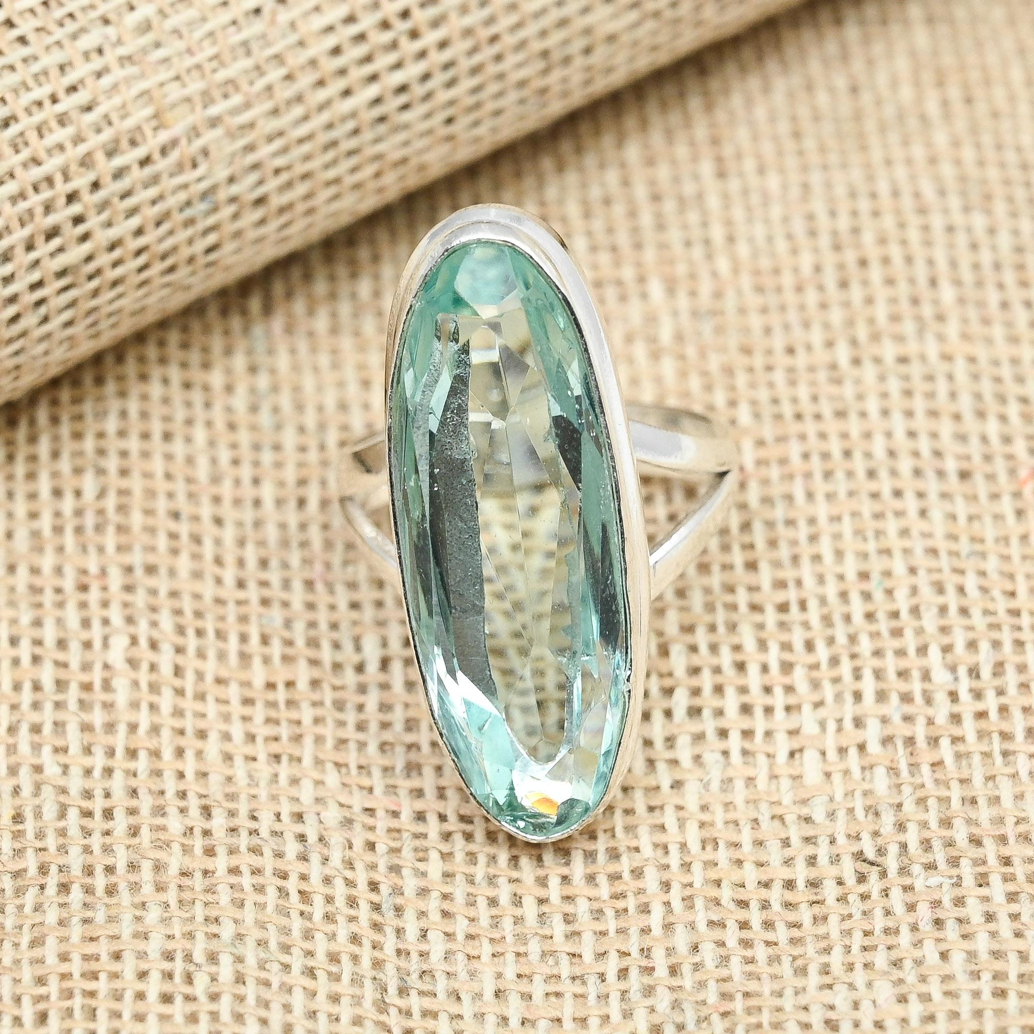 Аква Апатит Драгоценный камень Твердые стерлингового серебра 925 ручной работы Изящный кулон для нее