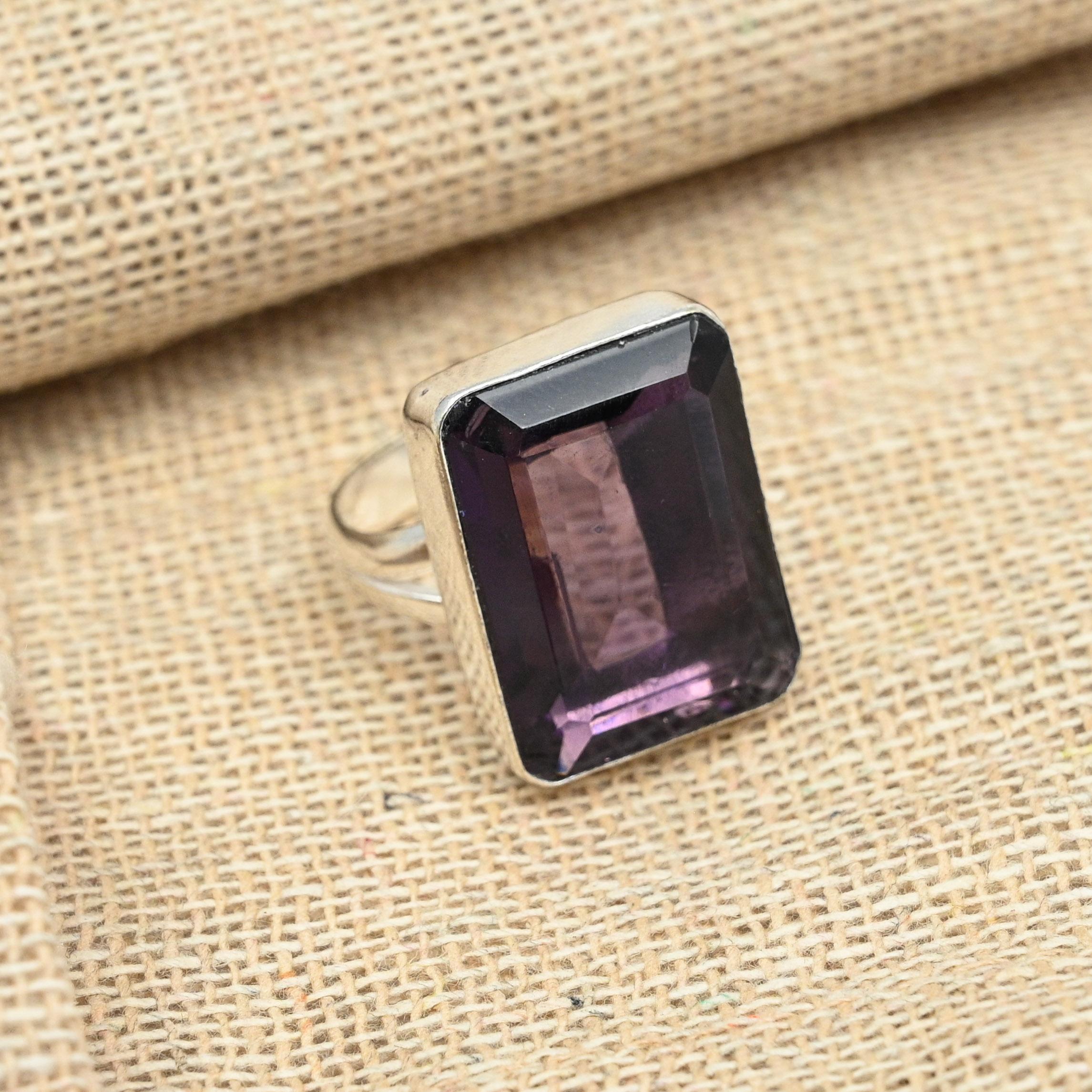 Великолепный граненый аметист драгоценный камень стерлингового серебра 925 пробы кольцо ювелирные изделия ручной работы