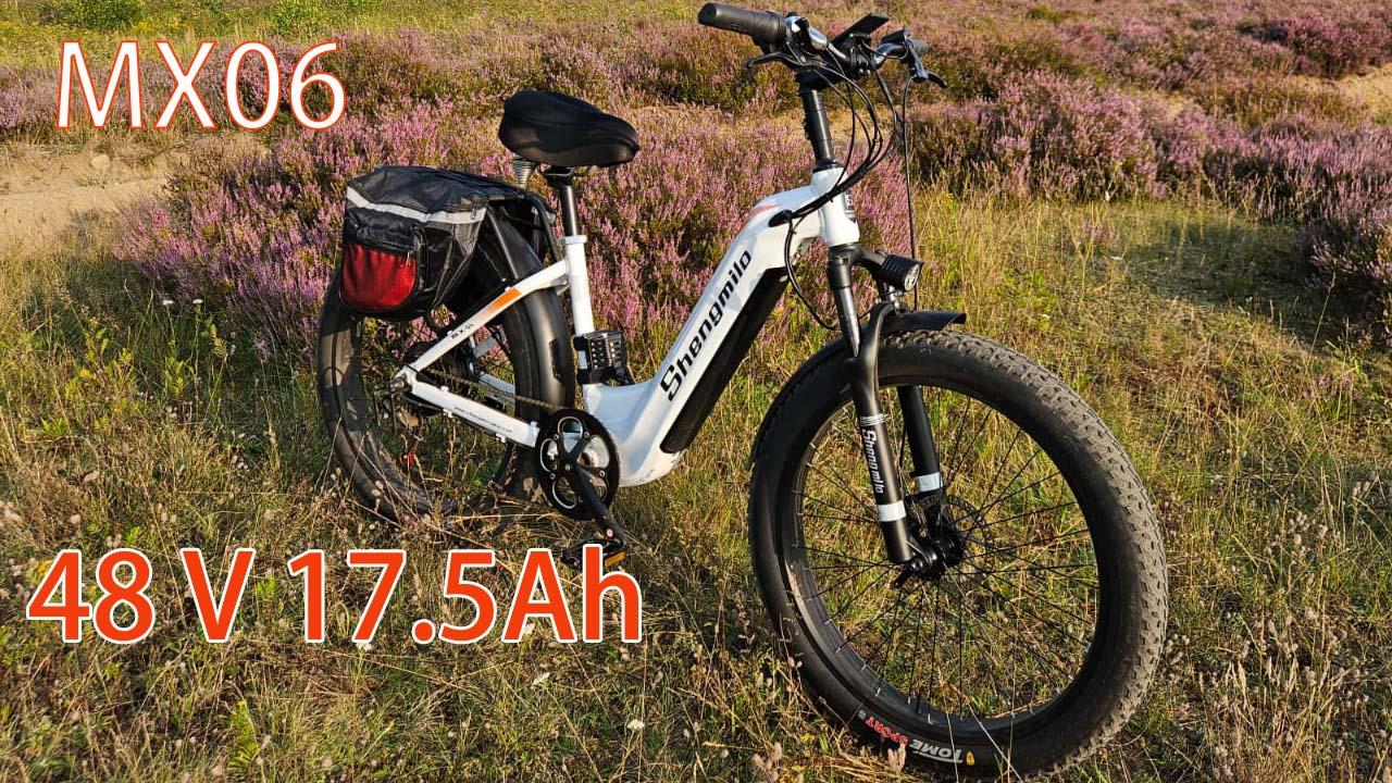 Shengmilo Электровелосипед MX06 с низкой рамой, двигатель 500 Вт, аккумулятор Samsung 48 В 17,5 Ач, гидравлические тормоза, 26" фэт-байк для поездок на работу и бездорожья