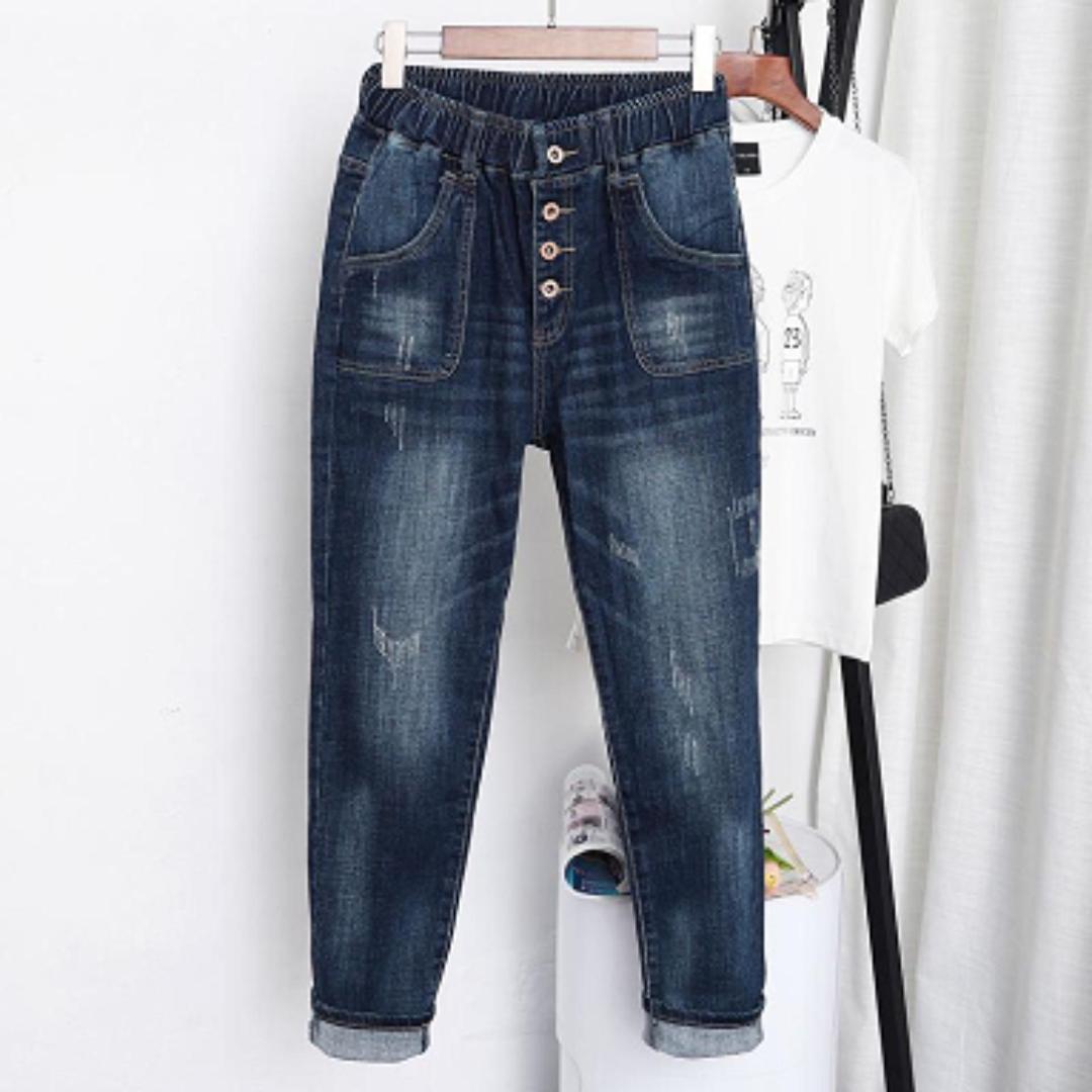 High Waist Ladies Vintage Plus Size Harem Pants Loose Boyfriend Denim Jeans Streetwear Trousers