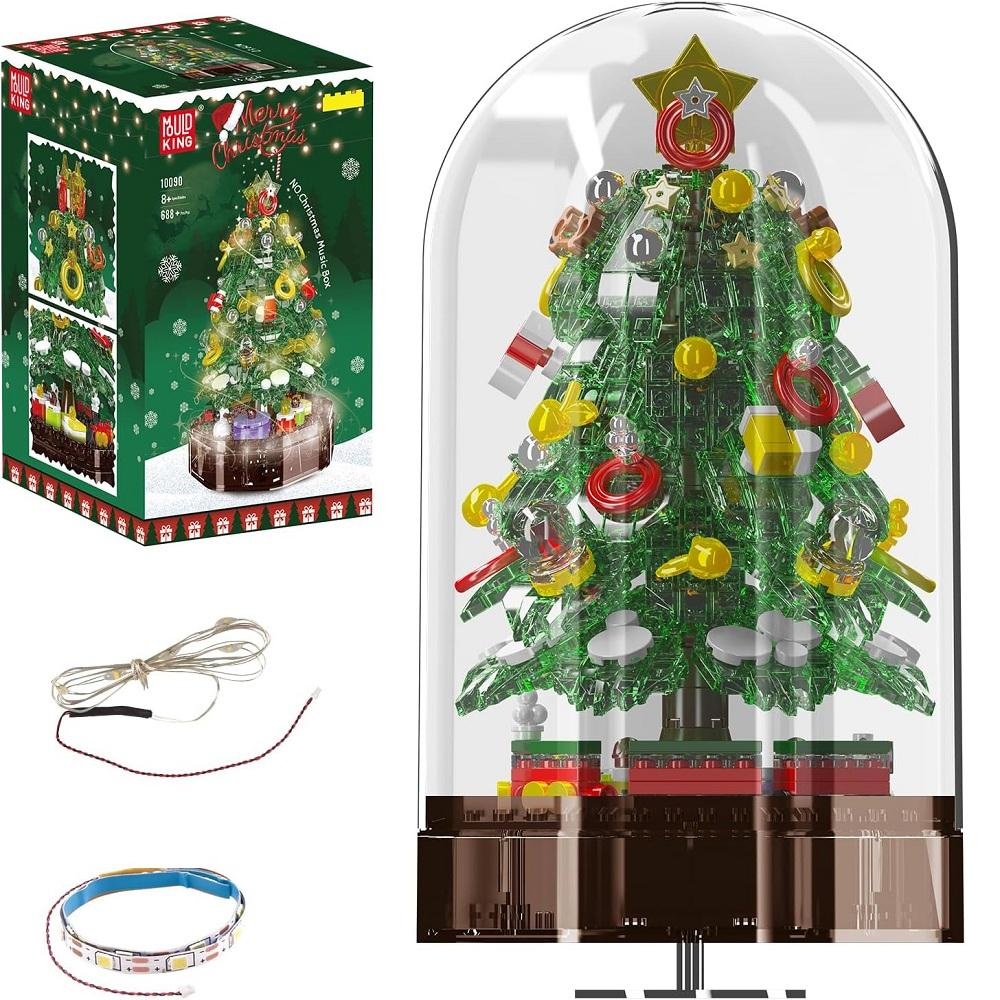 MOULD KING 10089 10090 Рождественский строительный блок Волшебная рождественская музыкальная шкатулка со светодиодными деталями Модель Рождественское украшение в подарок