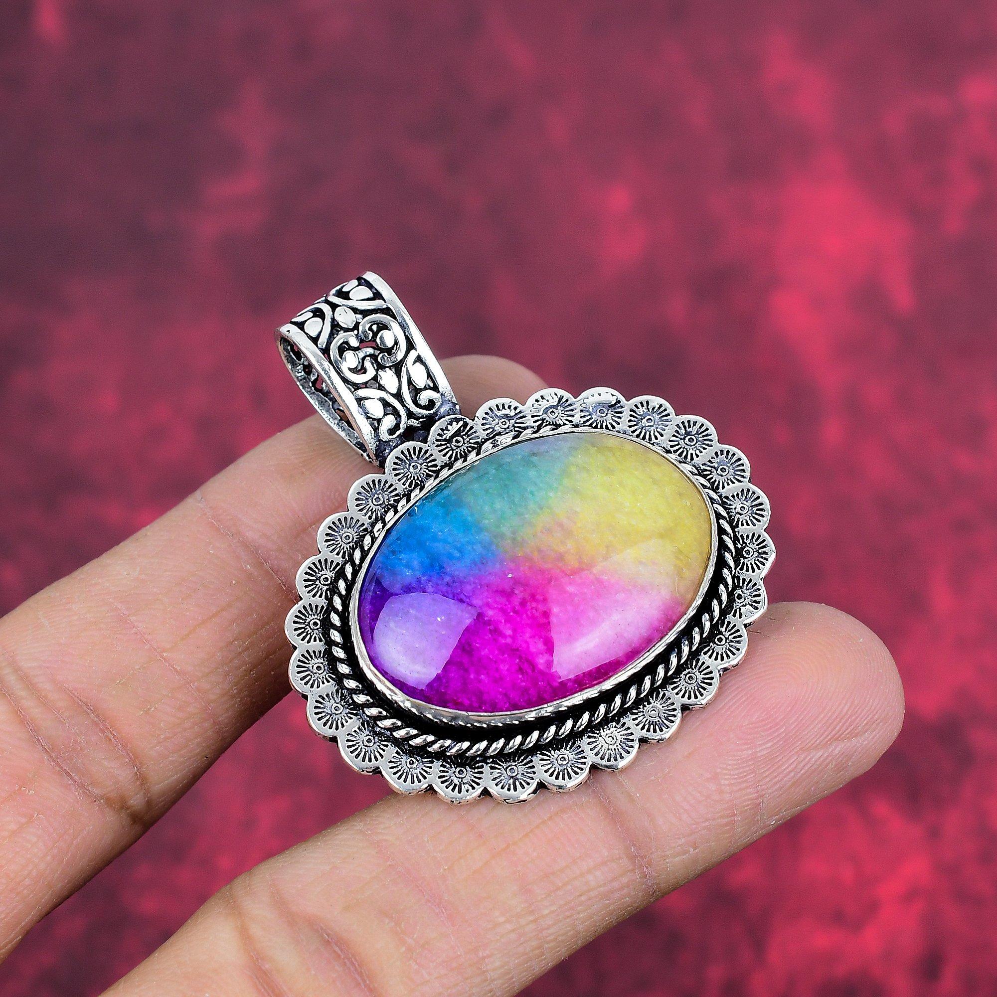 Кулон Rainbow Solar Quartz из стерлингового серебра 925 пробы, ювелирные изделия с подвеской из драгоценных камней ручной работы, подарки для жены, абсолютно новый кулон