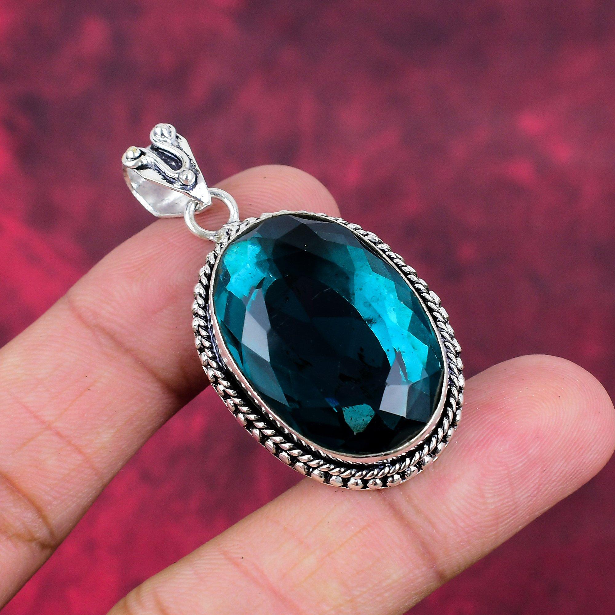 Подвеска из драгоценного камня индиколита, подвеска из стерлингового серебра 925 пробы, антикварные ювелирные изделия ручной работы, подарок на День матери