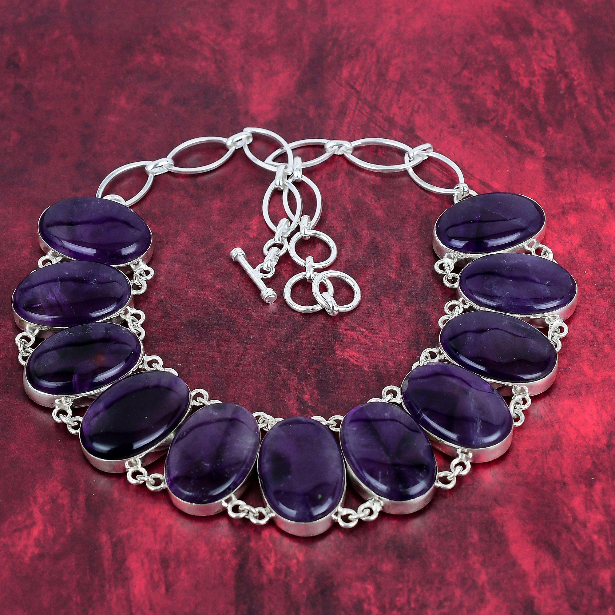 Star Amethyst Gemstone 925 Solid Sterling Silver Adjustable Chain Necklace, Handmade Brand New Jewelry, For Anniversary Gift