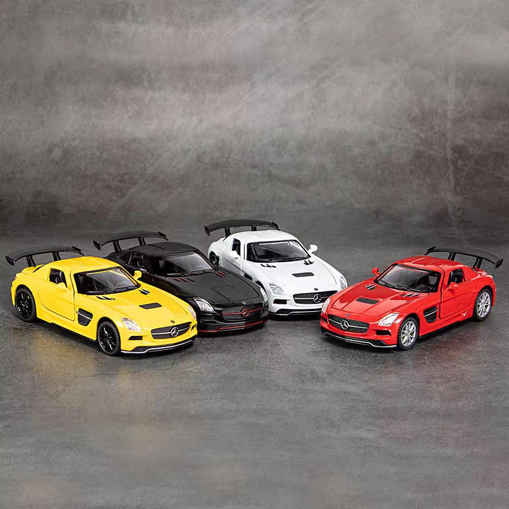 Mercedes Benz SLS AMG Supercar Simulation Diecast & Toy Vehicles Sounds & Light Pull Back Car 1:32 Alloy Collection Model