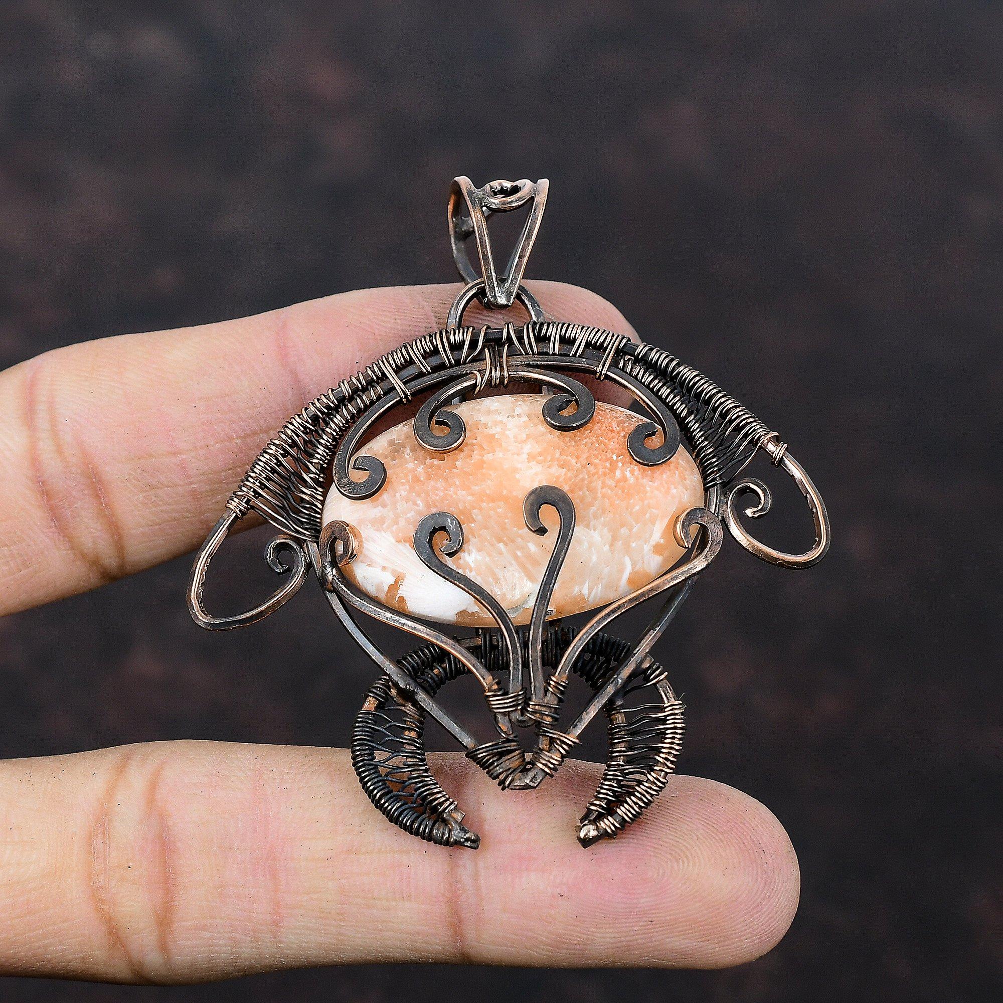 Кулон из сколецита, кулон, обмотанный медной проволокой, украшение в виде черепахи, кулон из драгоценного камня ручной работы, украшение из медной проволоки, кулон с камнем-талисманом, подарок для мамы