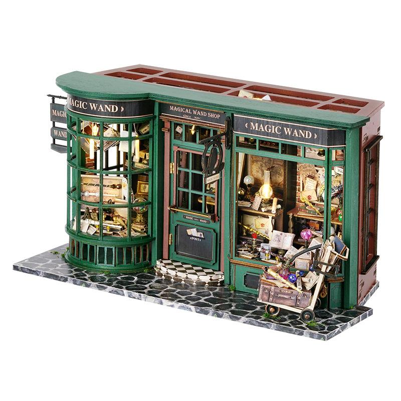 Magic Shop DIY Деревянный кукольный домик Миниатюрный кукольный домик Набор с мебелью Roombox Ретро модель дома Игрушка