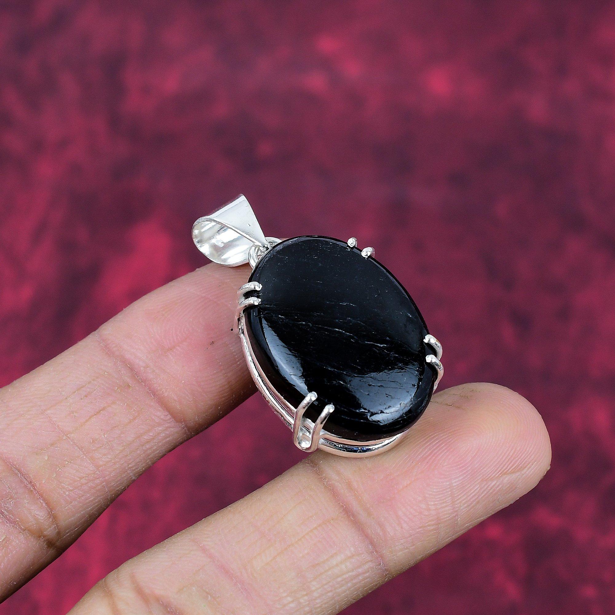 Black Tourmaline Pendant Gemstone Jewelry, 925 Solid Sterling Silver Pendant, Handmade Amazing Pendant Jewelry