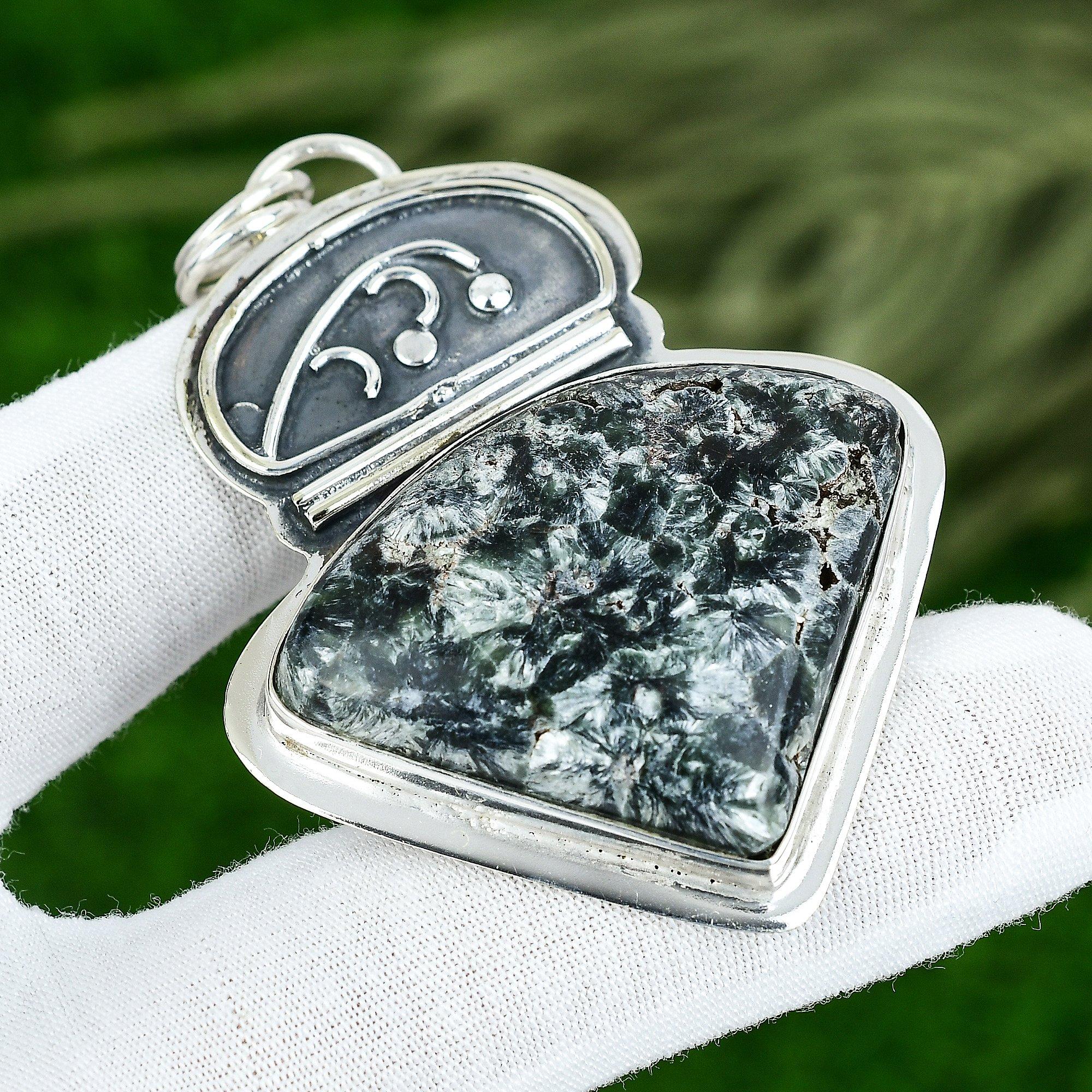 День сестер Распродажа Стерлинговое серебро Серафинит Драгоценный камень Свадебная подвеска Ювелирные изделия