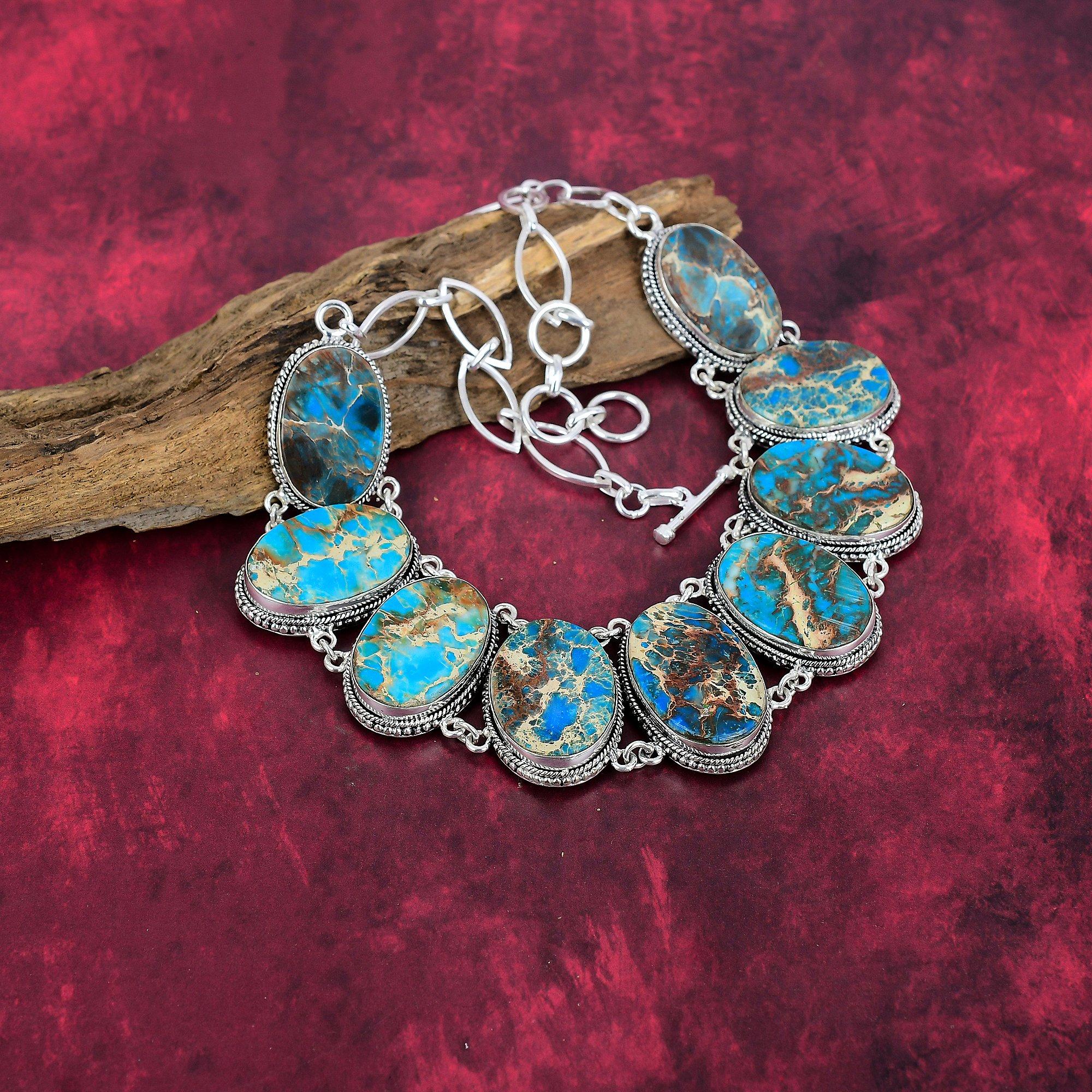 Ожерелье из синего морского осадка, ювелирные изделия из драгоценных камней, регулируемое ожерелье-цепочка из стерлингового серебра 925 пробы, подарок для женщин, ожерелье ручной работы