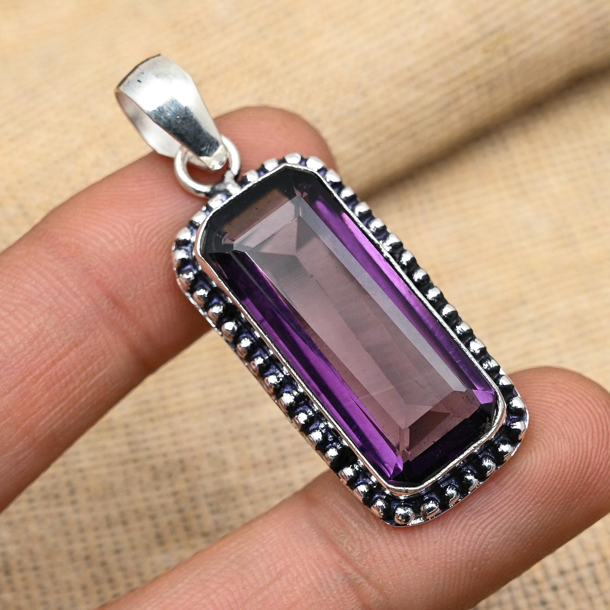 Прекрасный аметист драгоценный камень ручной работы из стерлингового серебра 925 пробы ювелирный кулон для свадебного подарка