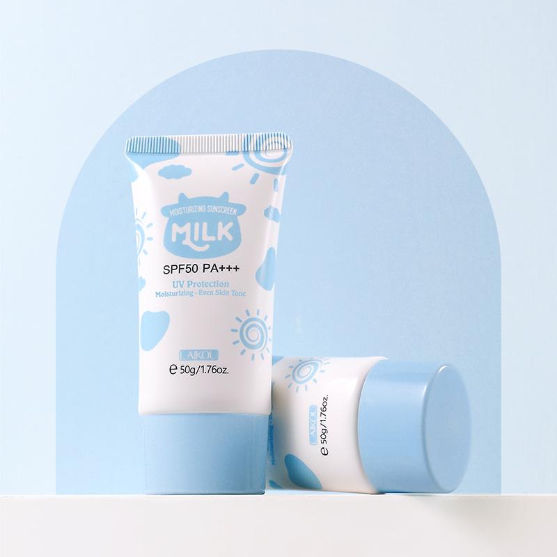 LAIKOU Milk Sunscreen 50+ Увлажняющий праймер Гиалуронат натрия Глубоко увлажняющий дневной солнцезащитный крем для сна