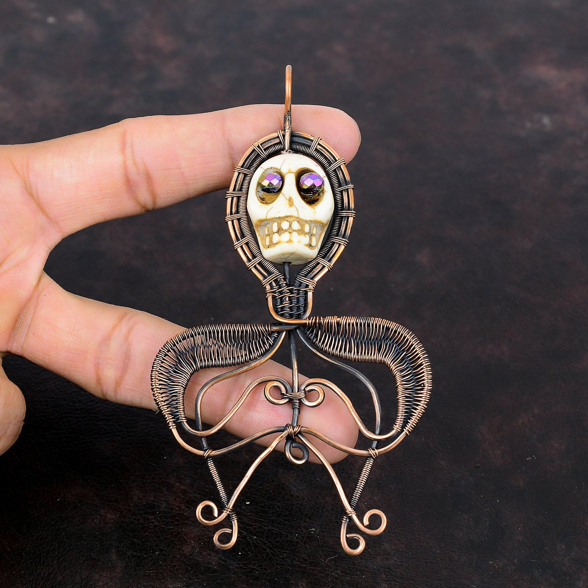 Подвеска из говлита, медная проволока, ювелирные изделия, кулон с драгоценным камнем, титановая бусина, кулон в виде глаз, череп, кость, ювелирные изделия для лица, новый дизайн, кулон ручной работы
