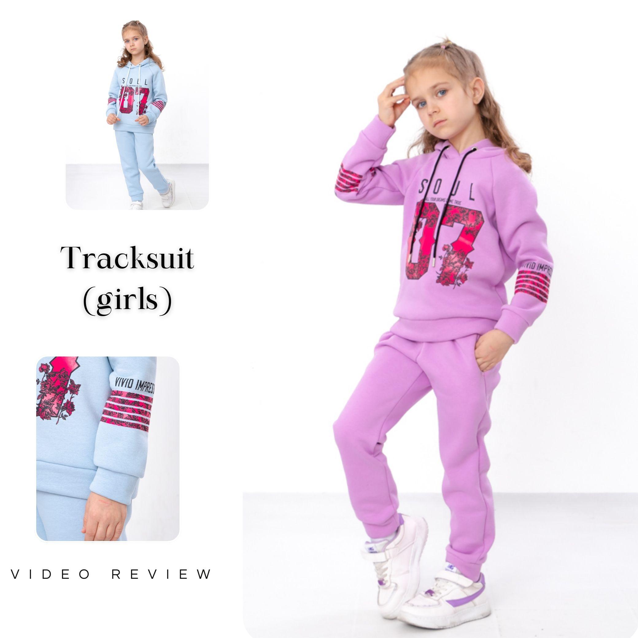 Tracksuit – Warm Girls Hoodie and Pants, Sleeve Print Design, Winter 6314-025-33-5 HC