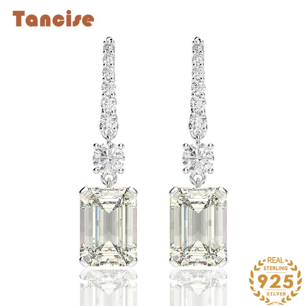 Ювелирные изделия с бриллиантами 8*11, высокоуглеродистые бриллианты, прямоугольные с фаской, автомобильные плоские 7 карат, крючки для ушей, женские ювелирные изделия