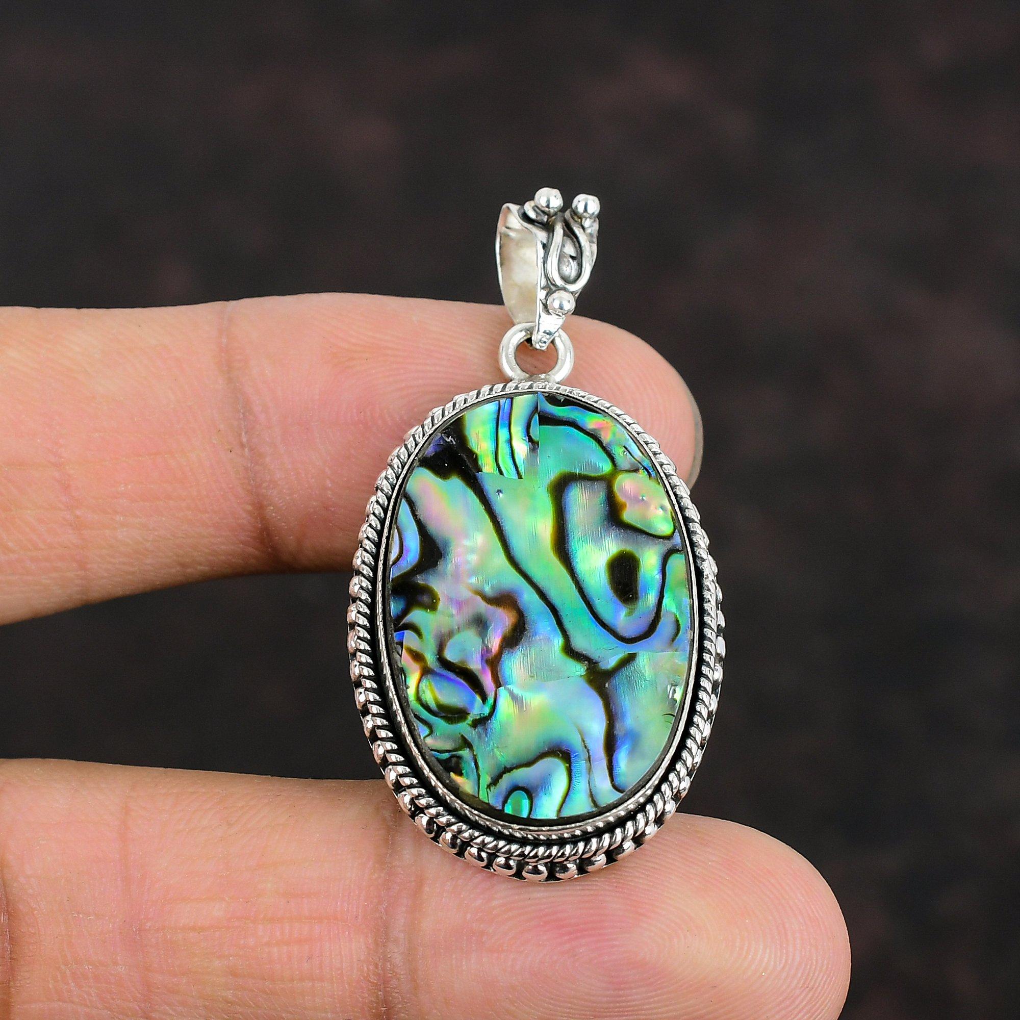 Abalone Shell Pendant Handmade Jewelry 925 Sterling Silver Pendant Statement Pendant Gemstone Pendant Abalone Shell Jewelry Wedding Gifts