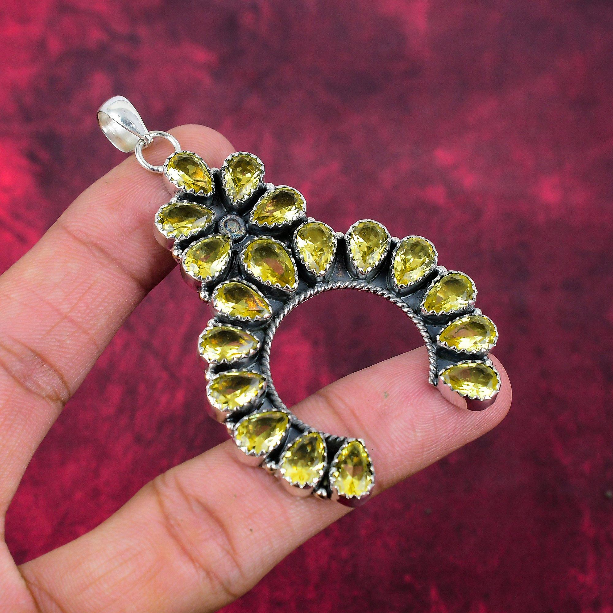 Цитрин драгоценный камень ручной работы из цельного серебра 925 пробы, прекрасное ожерелье с подвеской для свадебного подарка