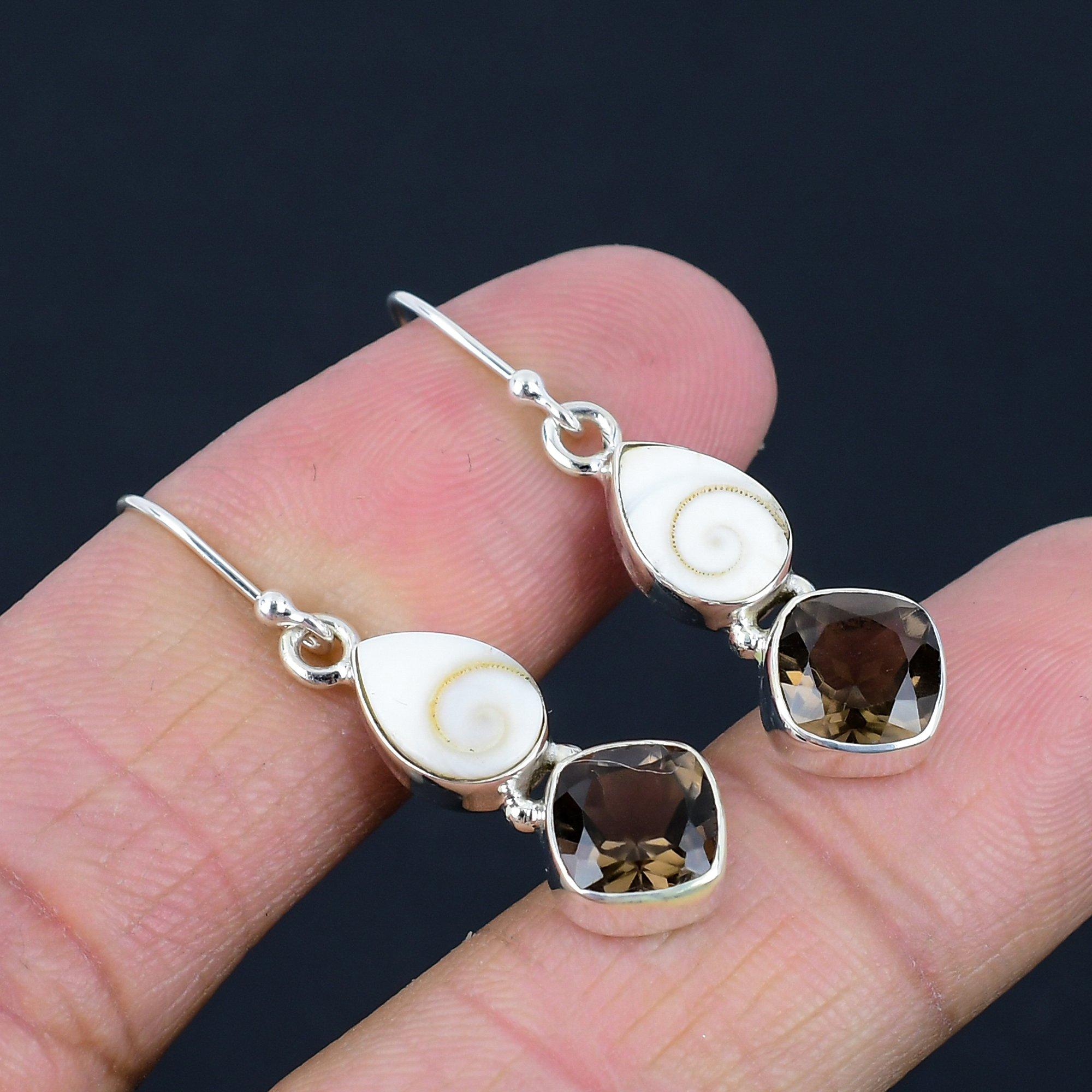 Натуральные серьги с дымчатым кварцем Shiva Eye, серебро 925 пробы, висячие серьги ручной работы, ювелирный подарок на День святого Валентина