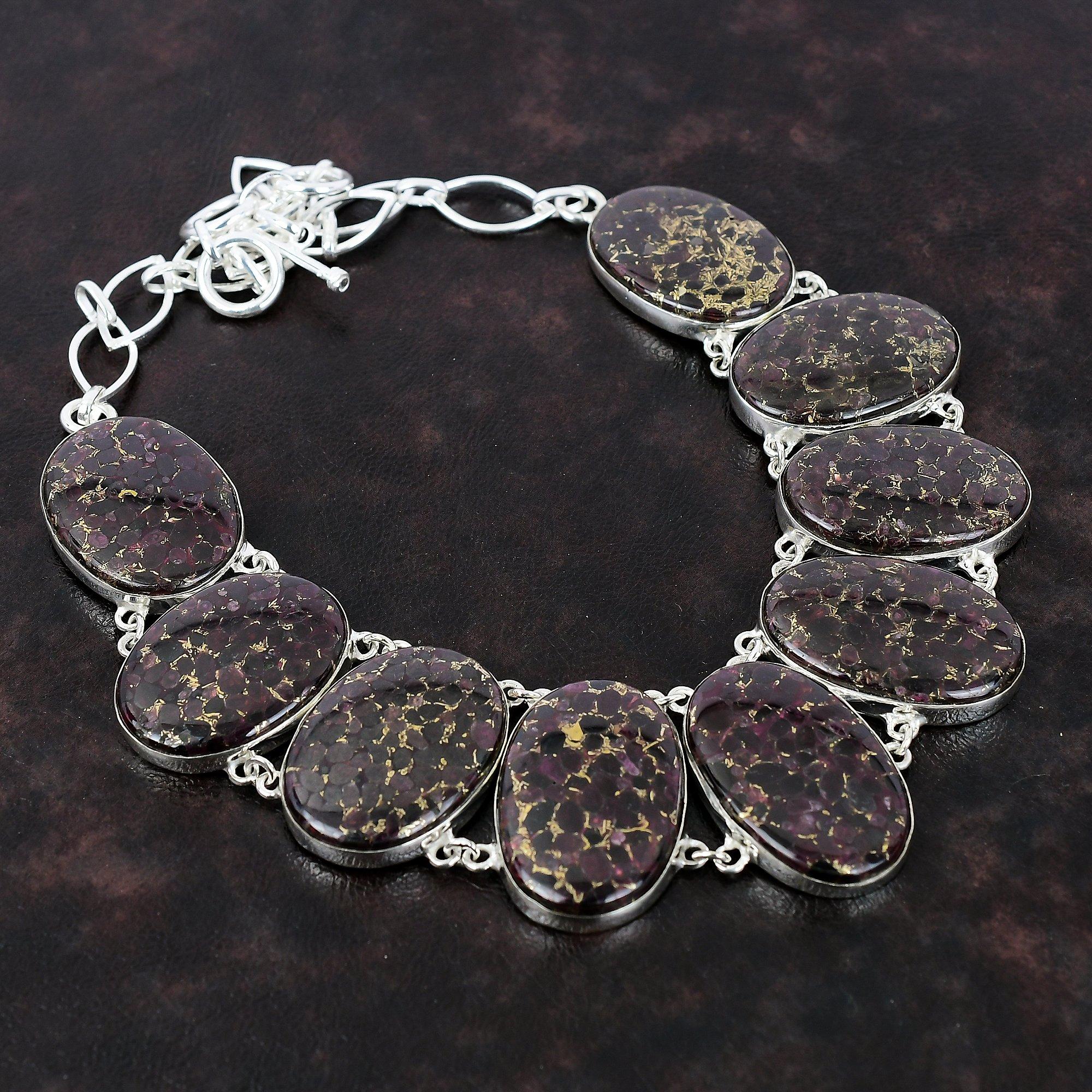 Медное фиолетовое бирюзовое ожерелье, ожерелье из стерлингового серебра 925 пробы, драгоценный камень высшего качества, ювелирные изделия ручной работы, регулируемая цепочка, ожерелье, подарок для женщин