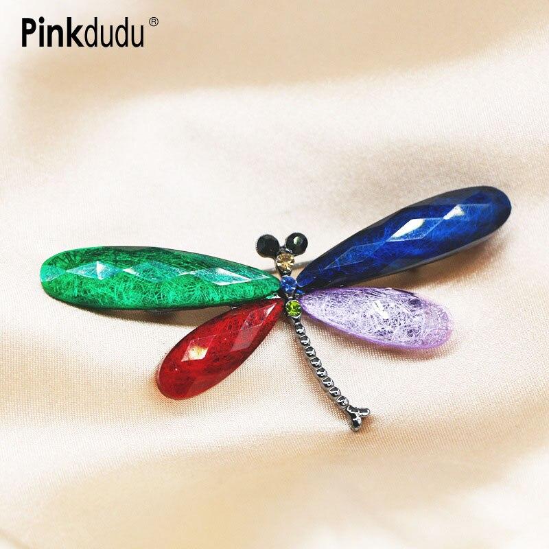 Pinkdudu Модная многоцветная брошь со стразами и стрекозой, индивидуальная креативная 8-цветная брошь с насекомыми для женщин, ювелирные изделия PD1563
