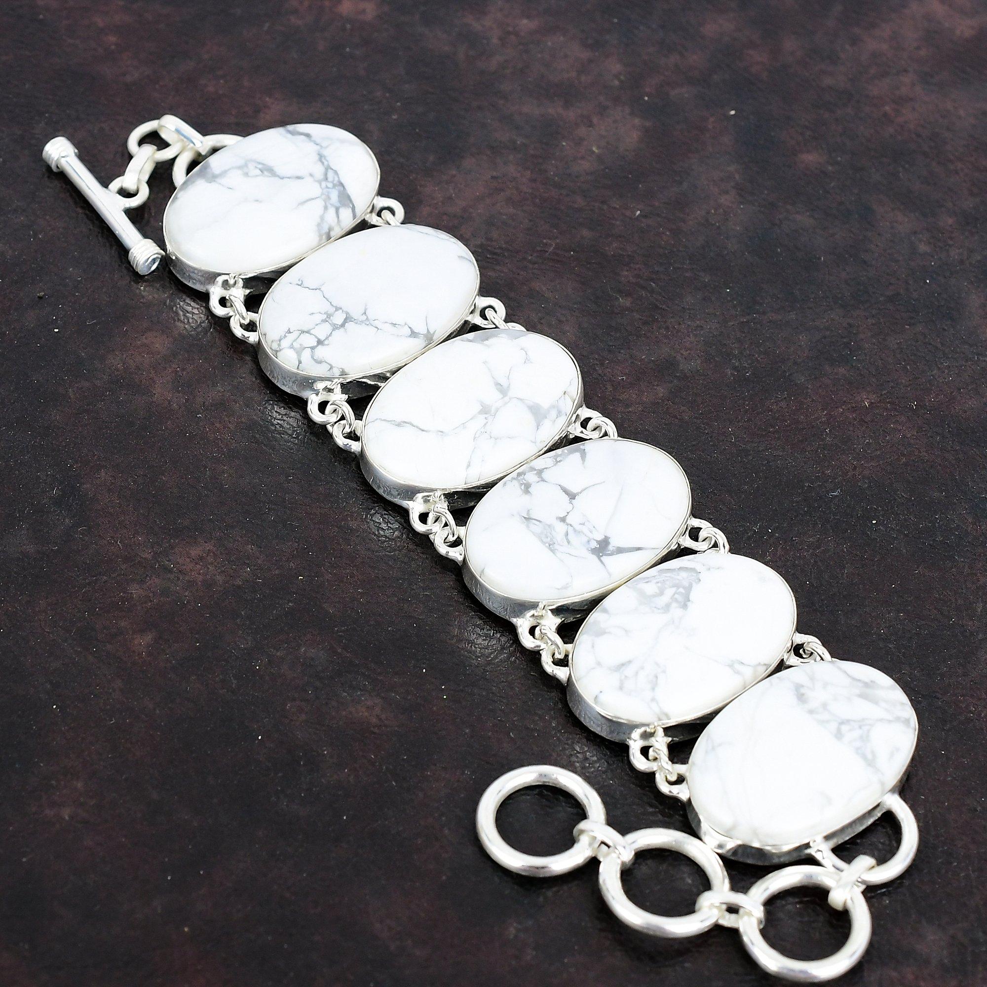 Браслет из говлита, ювелирное изделие из драгоценного камня, браслет-цепочка из стерлингового серебра 925 пробы с регулируемой длиной, очень красивый браслет из говлита ручной работы, подарок для женщин