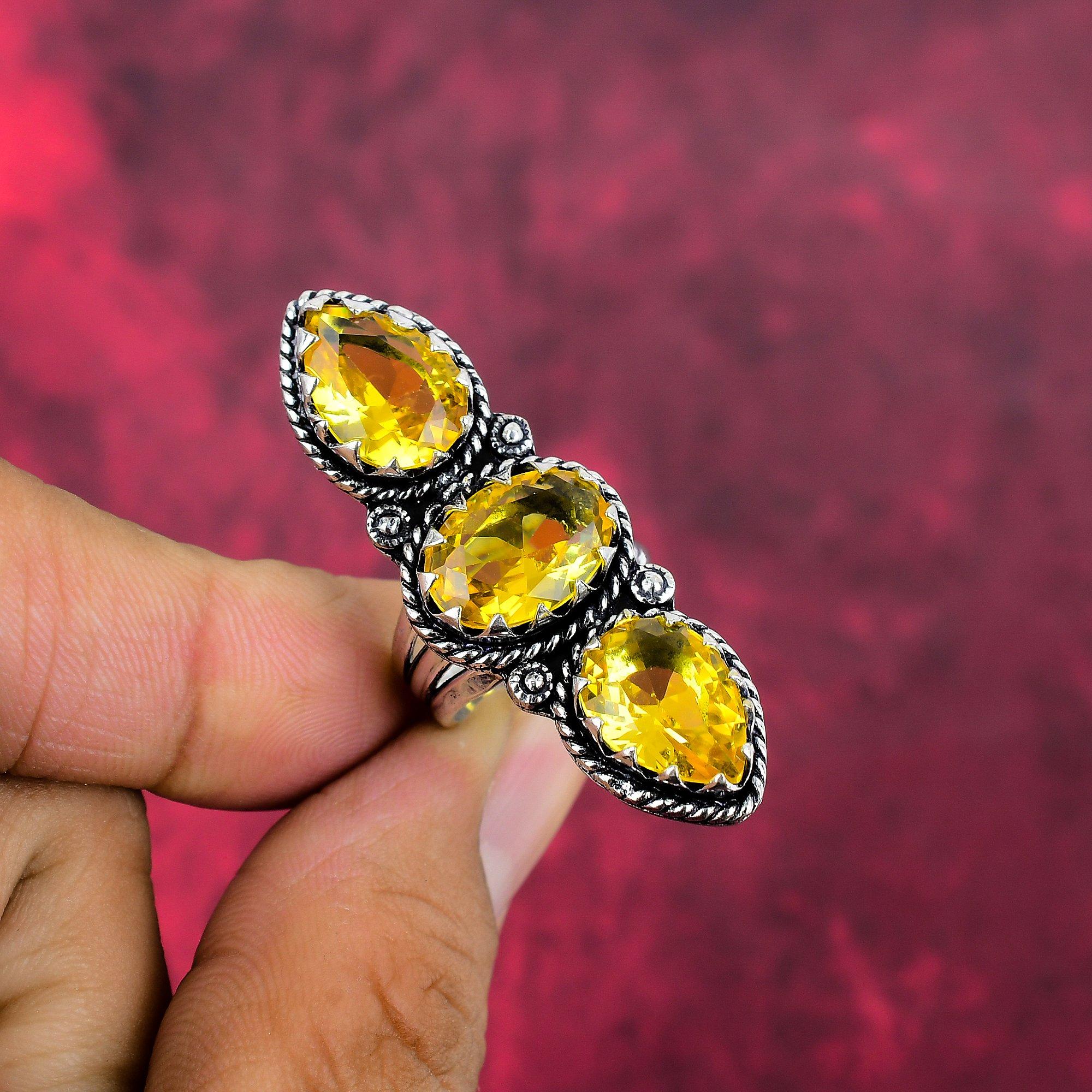 Кольцо с цитрином, ювелирные изделия из стерлингового серебра 925 пробы, кольцо ручной работы, на День Благодарения