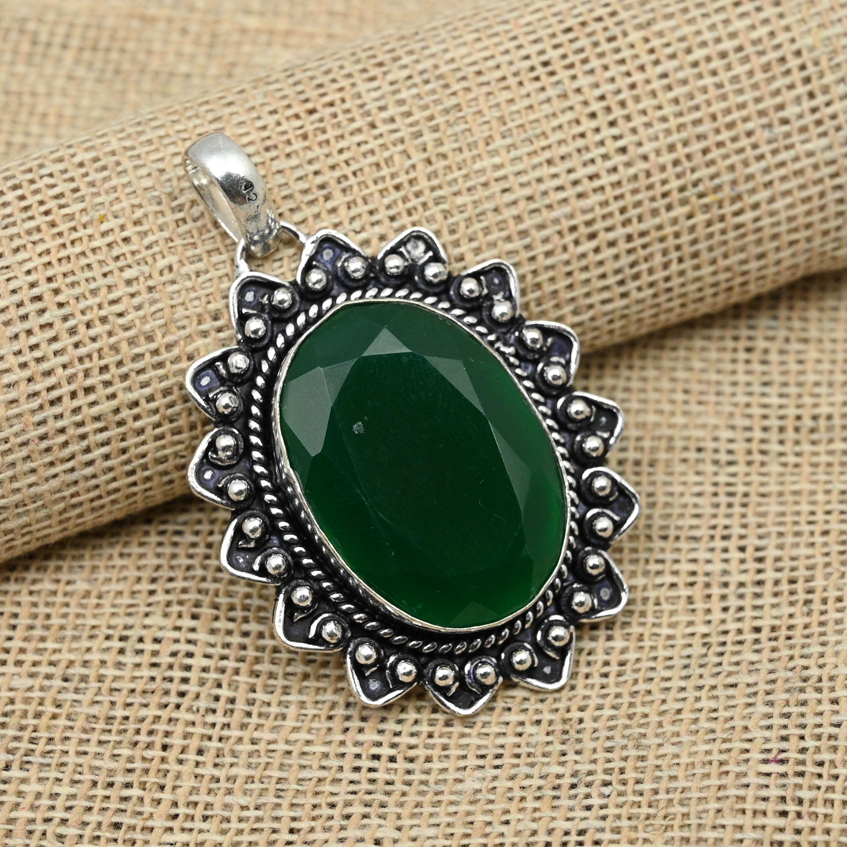 Созданный в лаборатории ювелирный изумрудный драгоценный камень, подвеска из стерлингового серебра 925 пробы, подарок ручной работы для нее