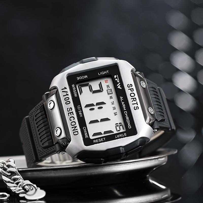 Цифровые часы, спортивные часы на открытом воздухе, водонепроницаемые наручные часы для плавания 50 м, будильник, календарь, хронограф, мужские светодиодные часы