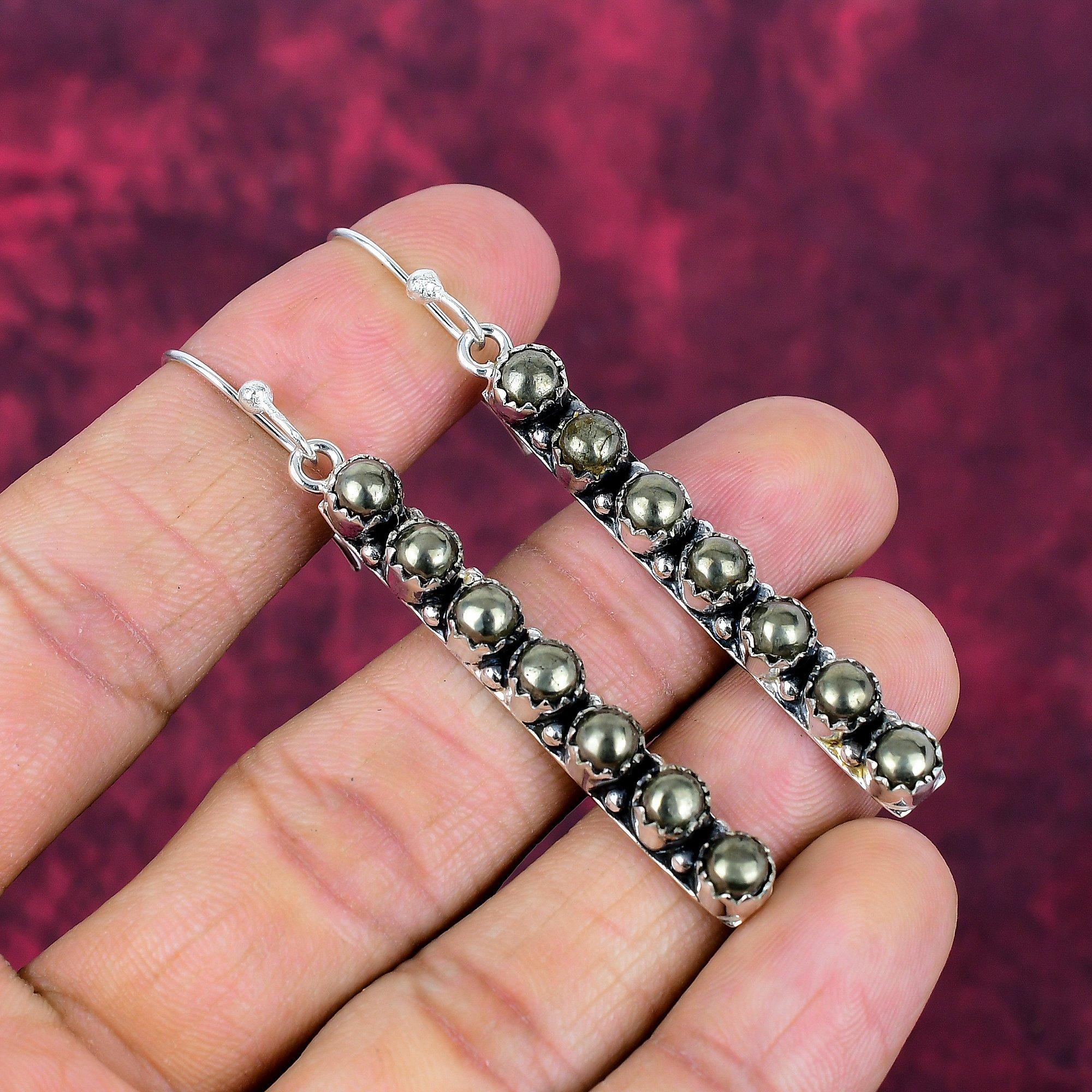 Золотые серьги с пиаритом, ювелирные изделия из стерлингового серебра 925 пробы, подарок для женщин, серьги ручной работы, ювелирные изделия из драгоценных камней