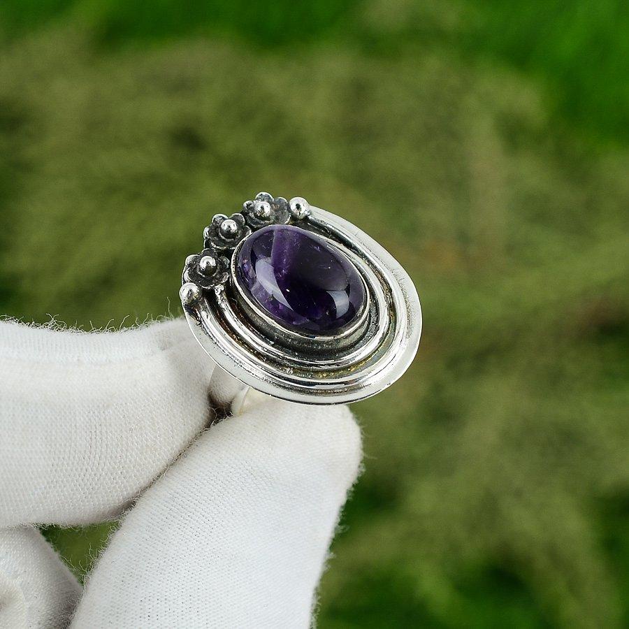 Natural Chevron Amethyst Multi Stone Adjustable Ring 925 Silver For Women