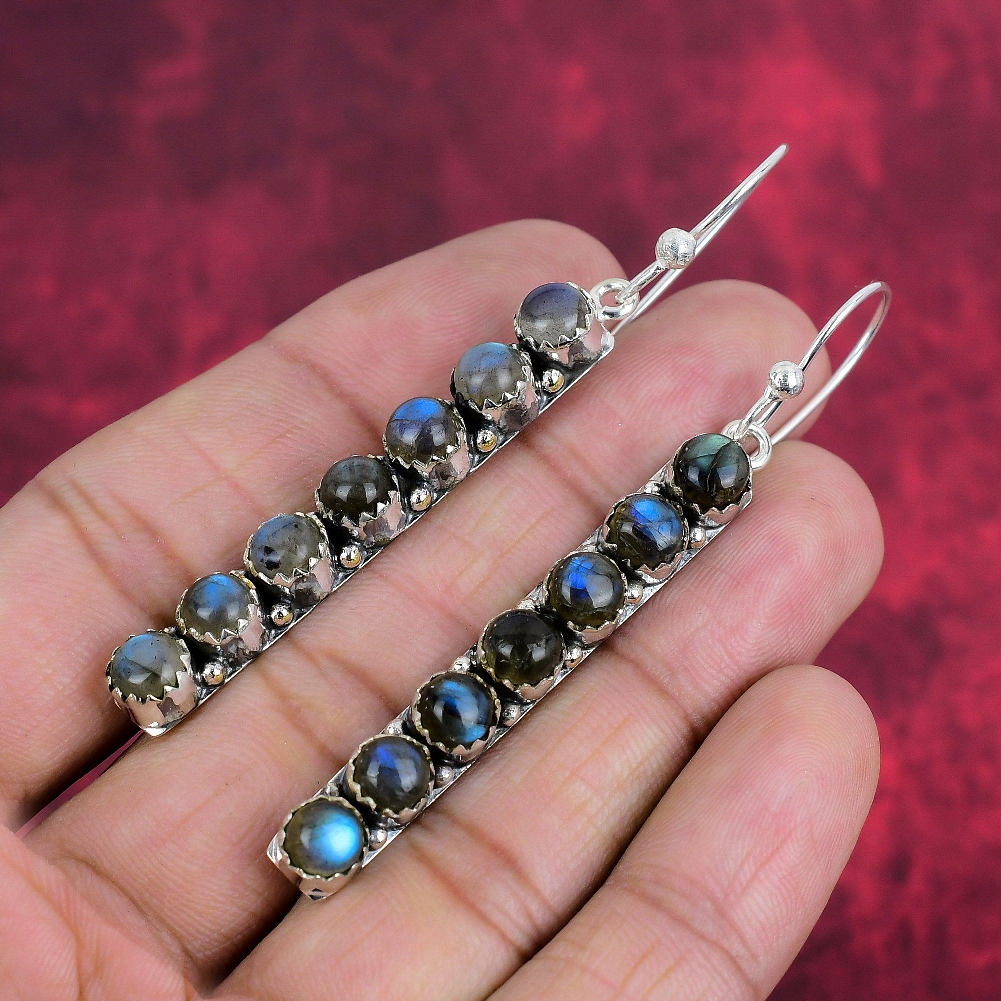 Серьги с лабрадоритом, ювелирные изделия из драгоценных камней, серьги из стерлингового серебра 925 пробы, подарок для женщин, серьги ручной работы