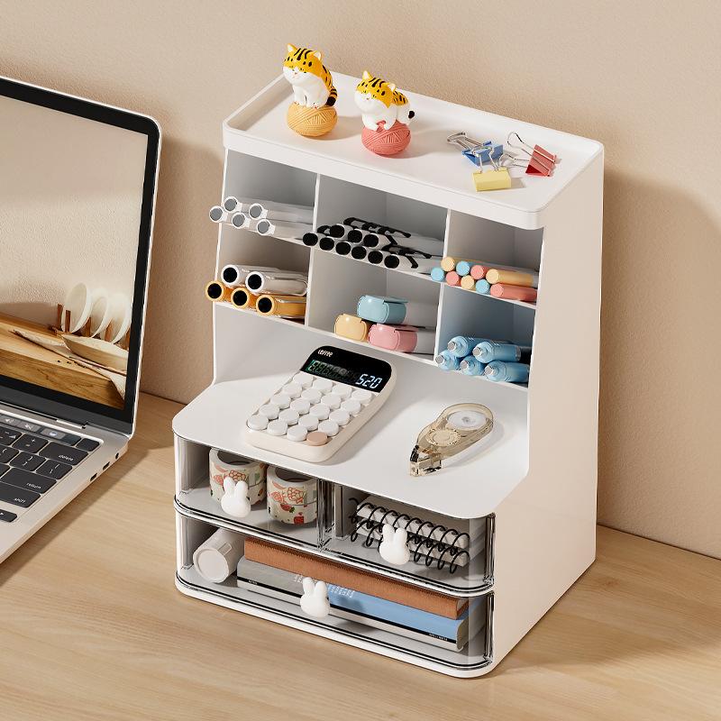 Увеличьте пространство своего рабочего стола с помощью этого многослойного ящика для хранения канцелярских товаров!