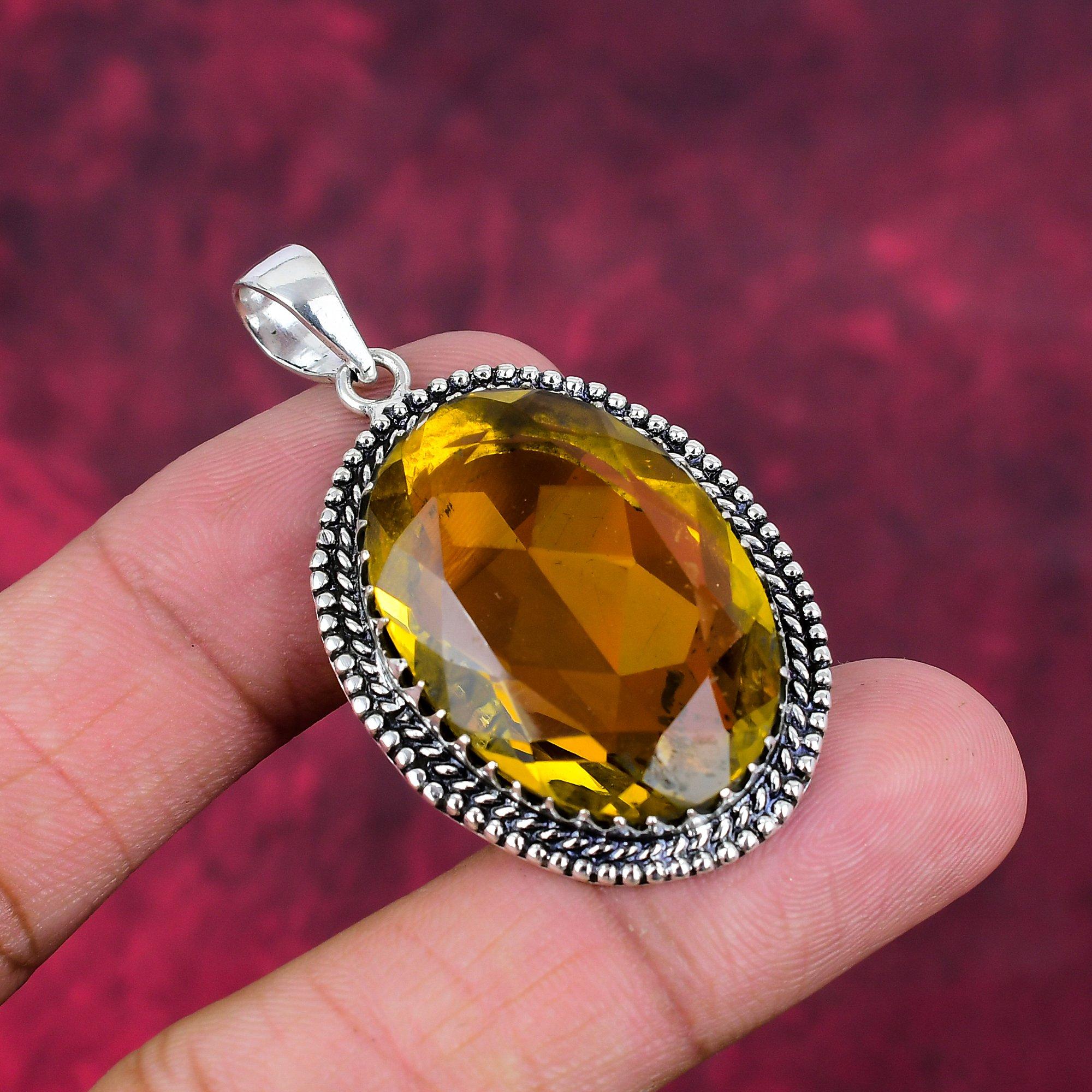Подвеска с цитрином, ювелирные изделия из стерлингового серебра 925 пробы с драгоценными камнями, подвеска ручной работы, на День Благодарения