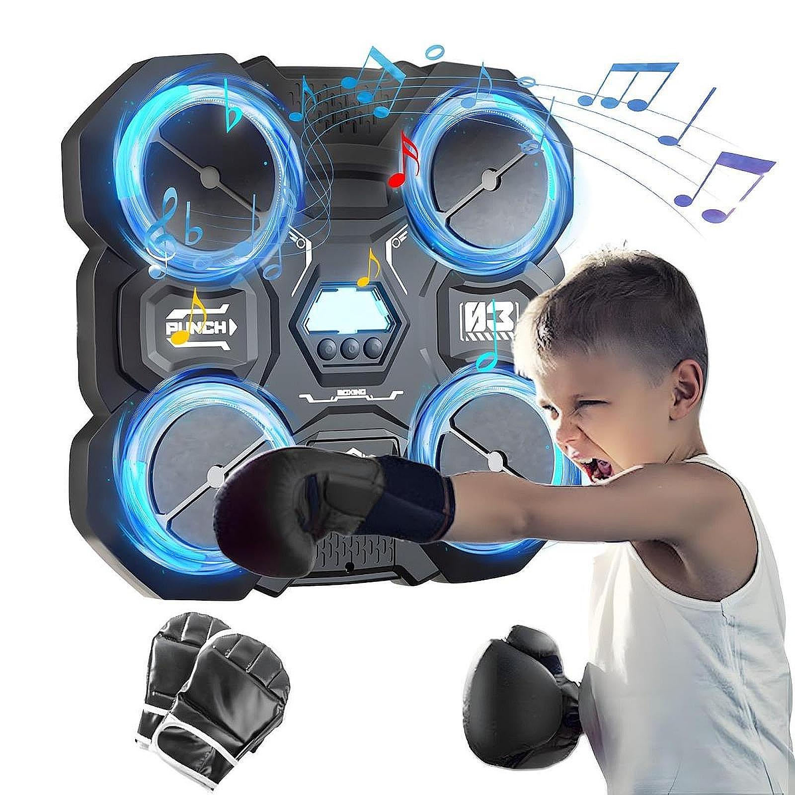 Smart Boxing Machine with Gloves Wall Mount Lighted Training Equipment Music