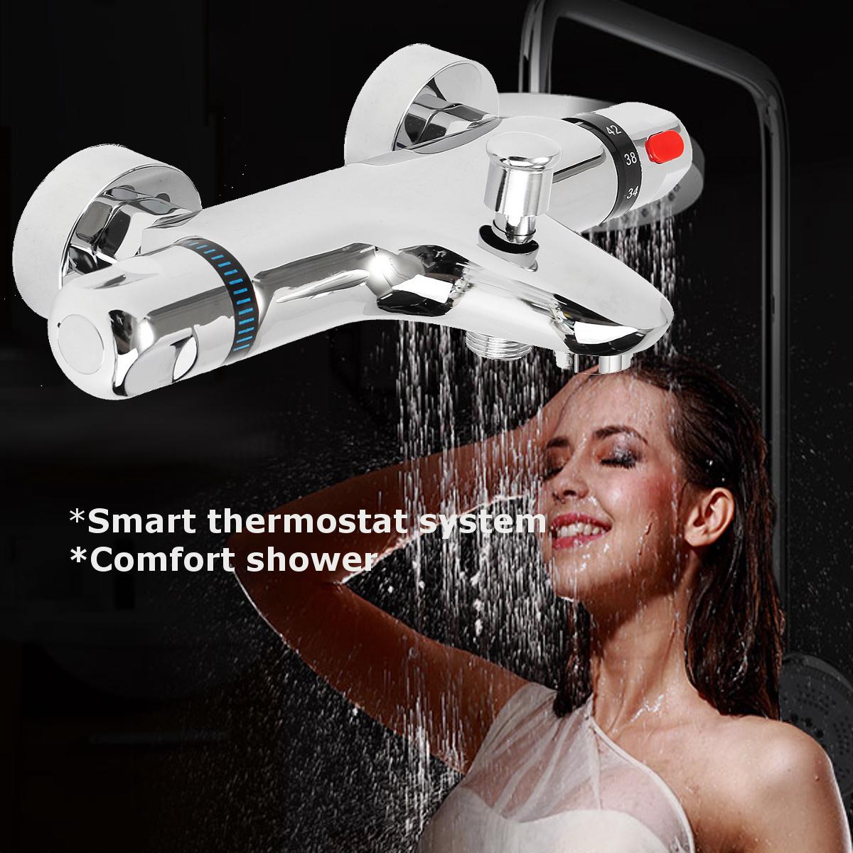 Thermostatic Single Handle Wall Mount Shower Faucet Kitchen Sink Bath Mixer Tap Home Water Hot Cold Water Constant Temperature Control for Bathroom