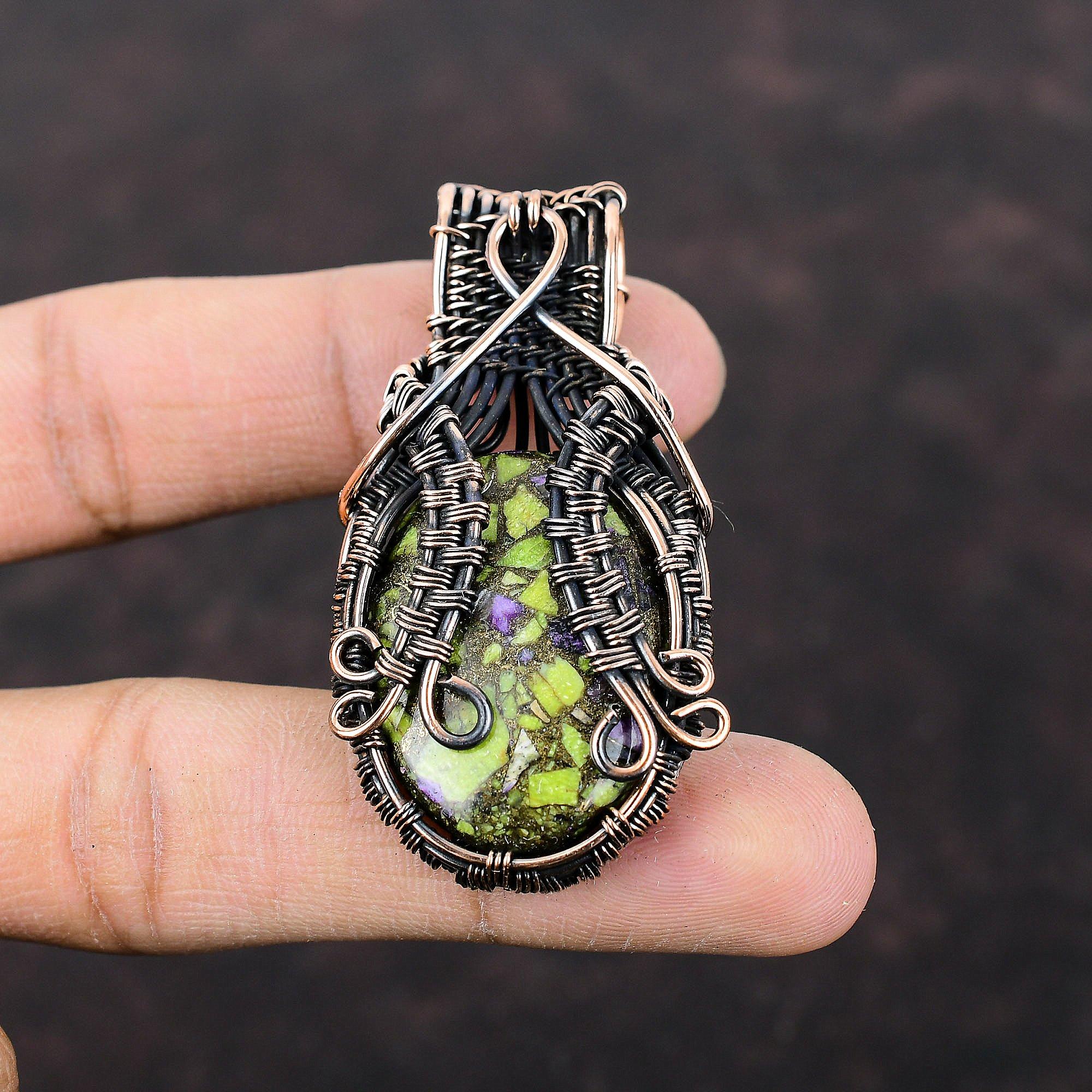 Подвеска из медного стихтита, подвеска из медной проволоки с драгоценным камнем, ювелирное изделие ручной работы, совершенно новая подвеска, медные украшения для подарка, подвеска из проволоки